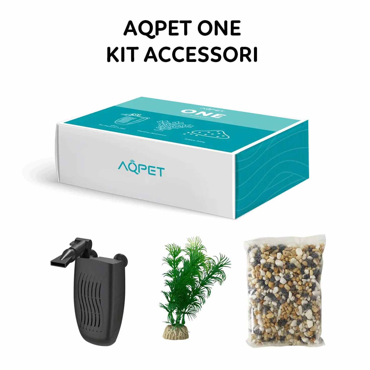 Acquario in Vetro ONE Completo di Accessori Filtro Sabbia Arredo Colore Nero 20 Litri