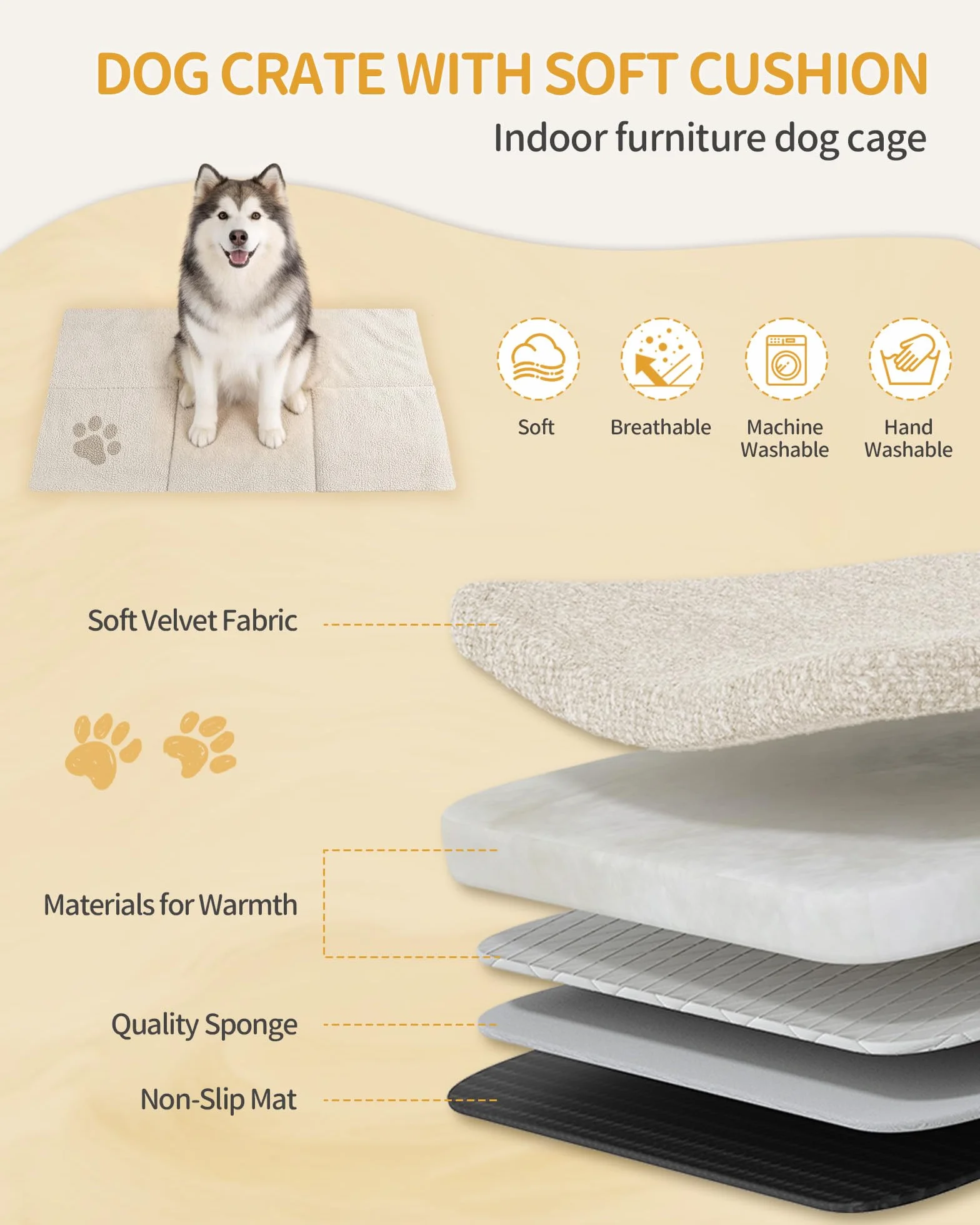 Hzuaneri 120 cm Gabbia per Cani, Cuccia Moderna per Cani Interno, Casetta per Animali, 3 porte, 75 x 120 x 81 cm, XXL, Bianco e Marrone DFC86814B