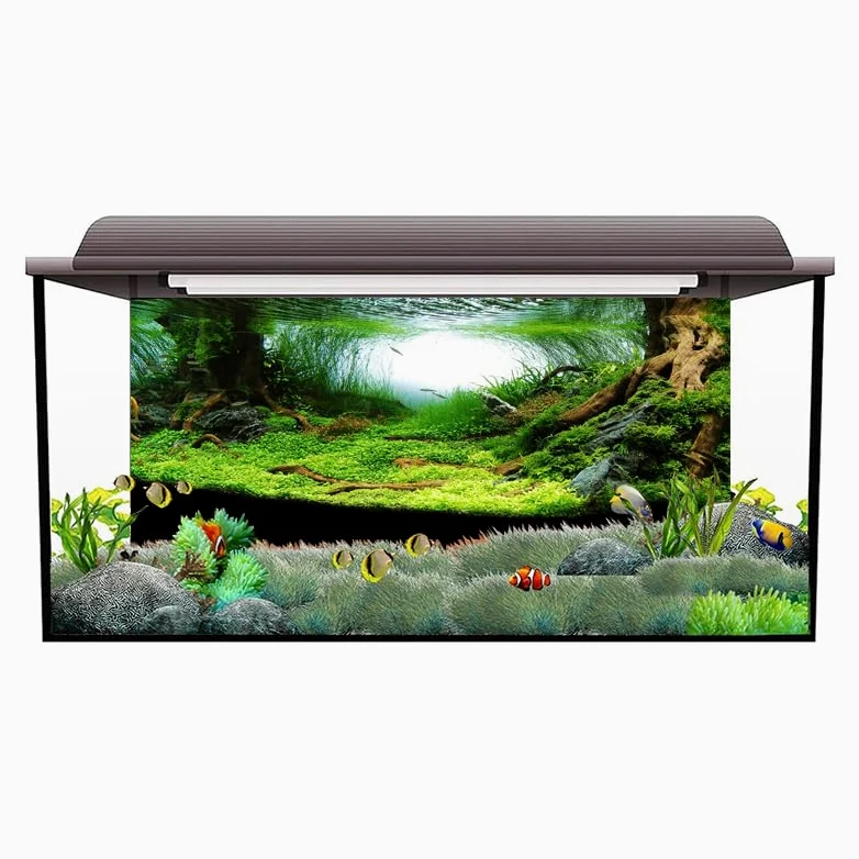 Sfondo Acquario Adesivo forestale Sfondo Acquario Ornamento Poster Foresta Paesaggio Carta autoadesiva for per la Decorazione(White,54x122cm)