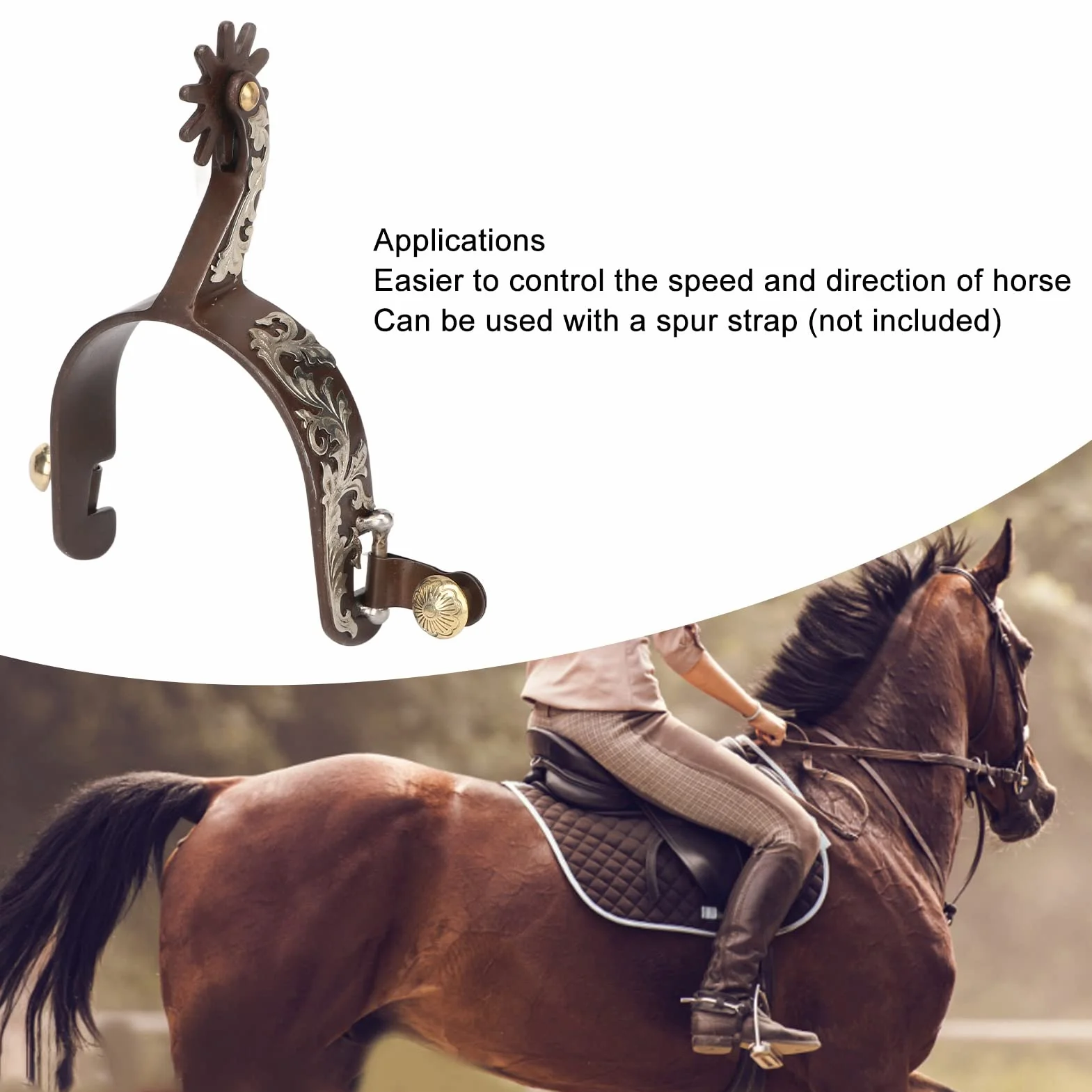 Speroni da Cavallo, Speroni da Stivale da Cavallo in Acciaio da 2 Pezzi Speroni da Cowboy Occidentali, Sperone da Cavallo in Bronzo Vintage per Addestramento di Cavalli Equestre