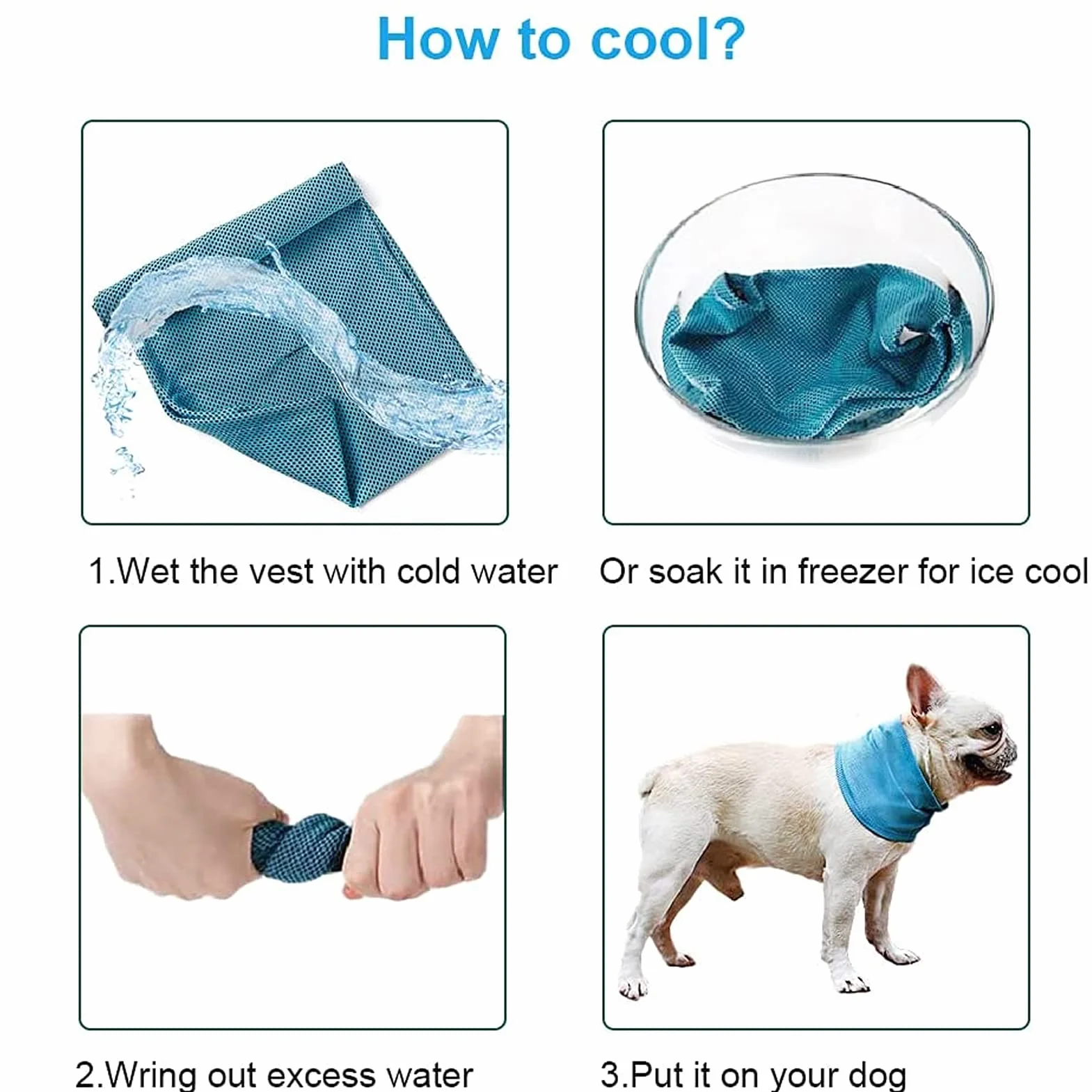 Bandana Raffreddamento per Cani Collare Rinfrescante Blu L