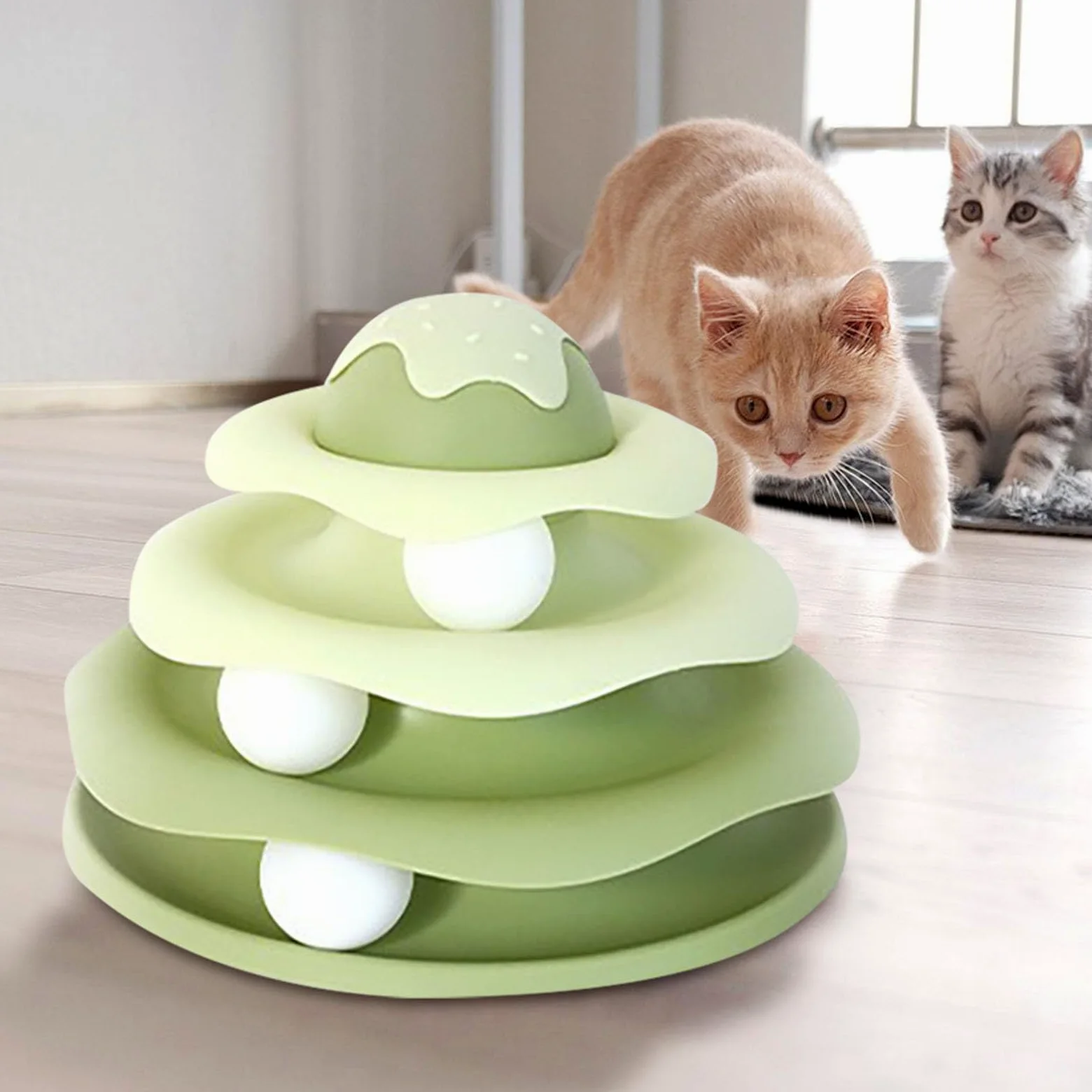 Giocattolo per gatti, torre a 3 livelli per gatti e gattini, puzzle interattivo con base antiscivolo per una stimolazione mentale sicura e set di esercizi