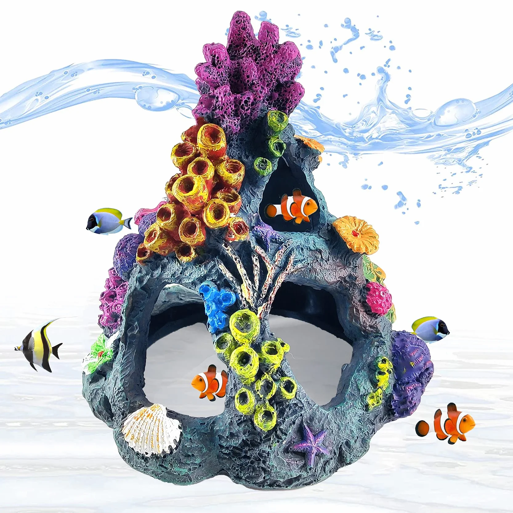 Reofrey Betta decorazione acquario corallo resina nascondiglio pesce barriera corallina