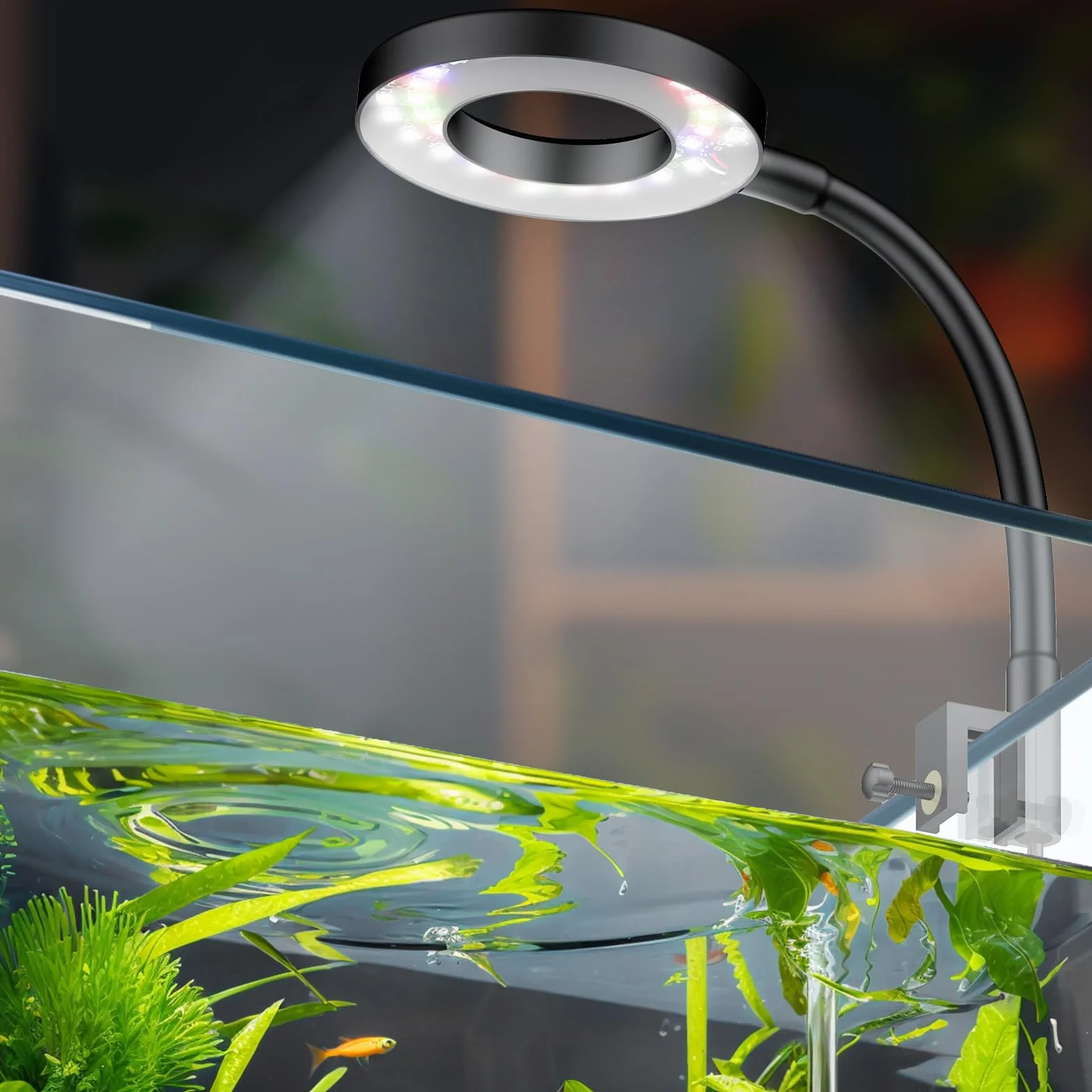 Pawfly LED Luce dell'acquario 6W Clip On per vasche 3,8-38L spettro completo dimmerabile USB timer