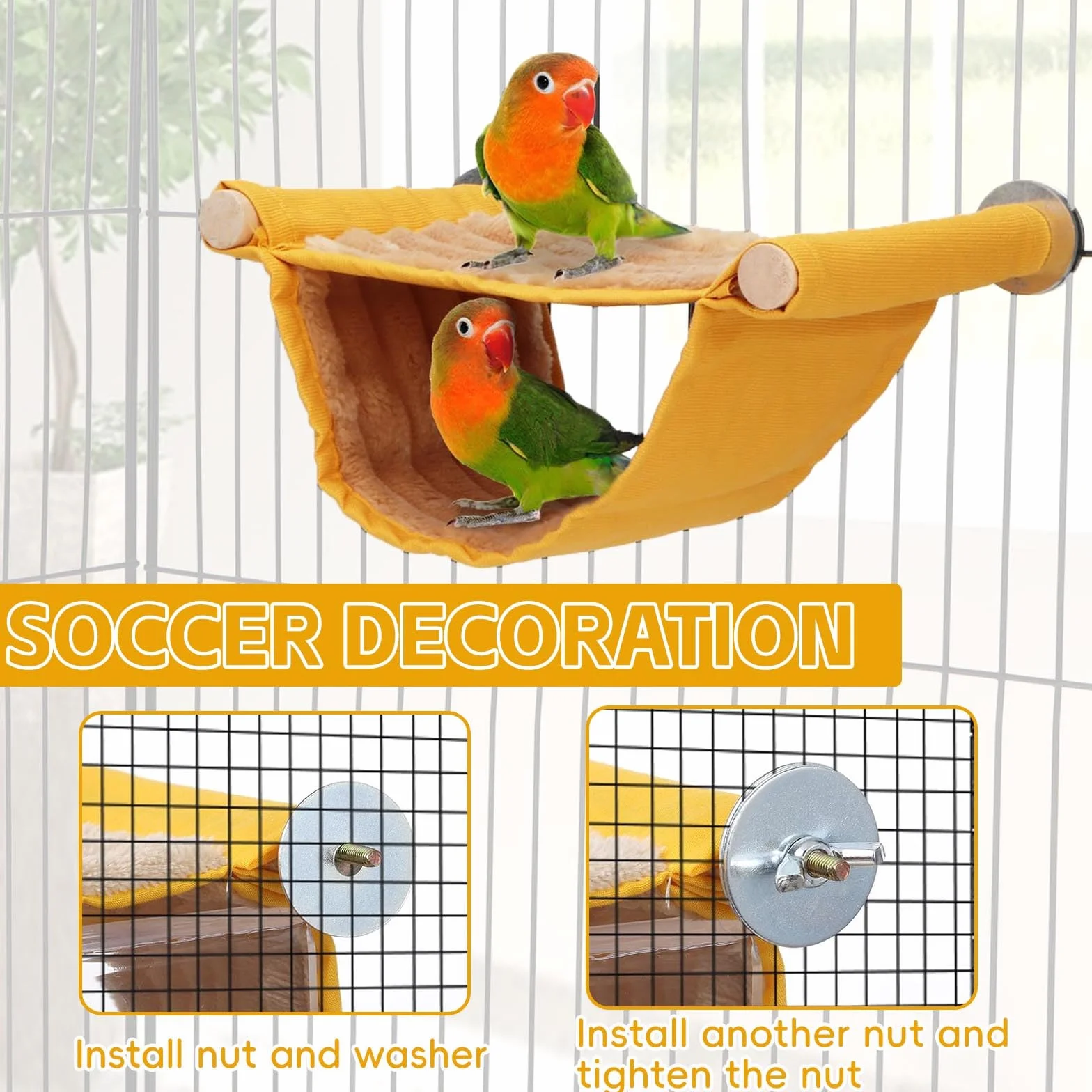 Amaca Uccello Letto A Castello, Nido Cocorite Caldo Per Gabbia, Accessori Per Cocorite E Piccoli Uccelli, Luogo Di Riposo Confortevole, Giallo