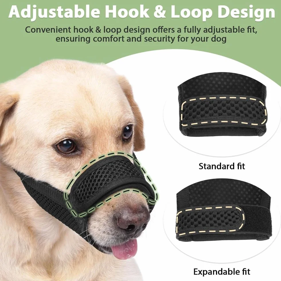 Museruola per cani,in nylon,Museruola Traspirante Cani Regolabile con Cinghie in Velcro, Copertura per Cani di Piccola Media Grande Taglia