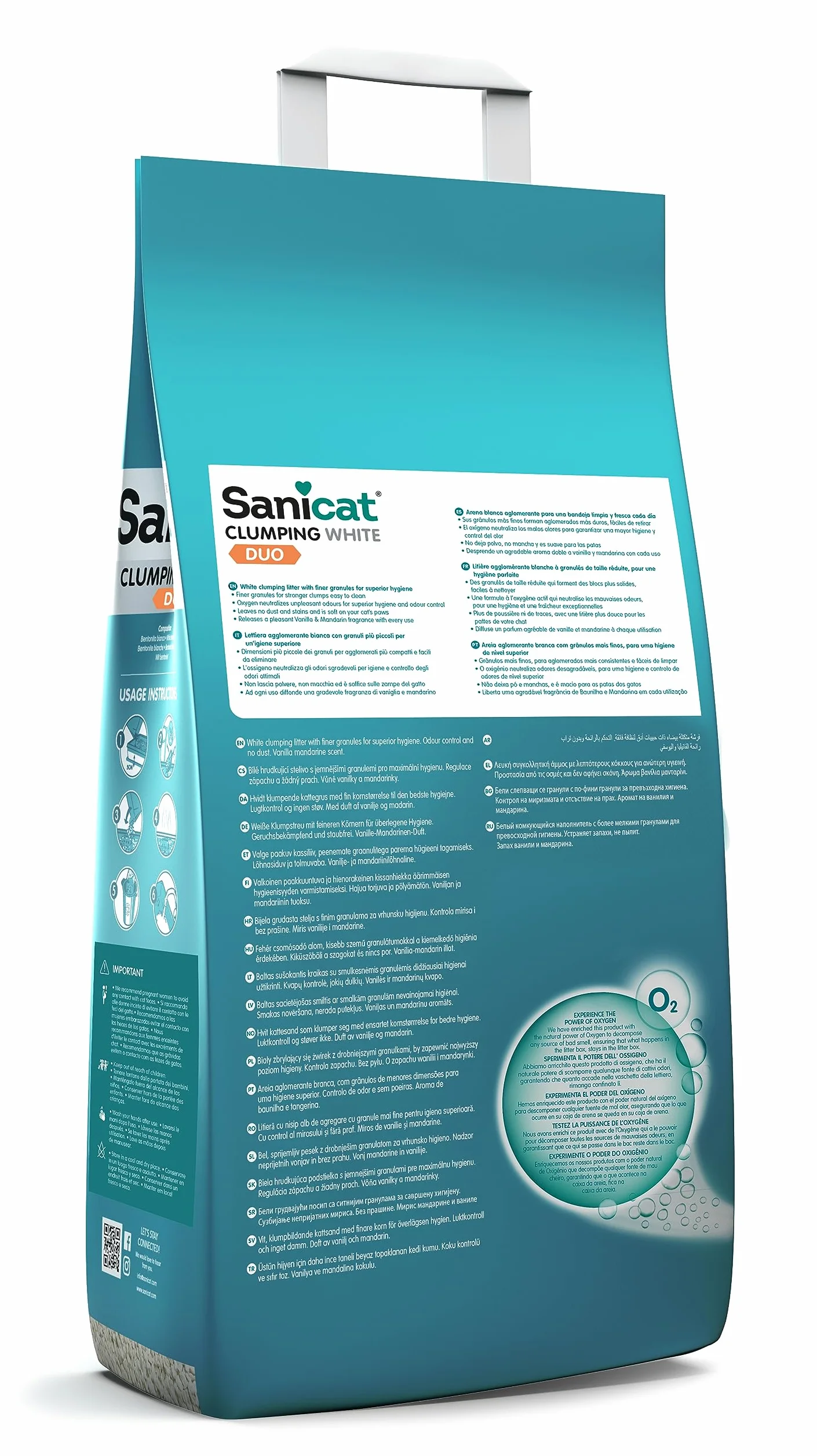 Sanicat - Lettiera per gatti agglomerante a grumi | Formbianca all’aroma di vaniglia e mandarino | A base di minerali naturali | Assorbe l'umidità e formato da 10 L