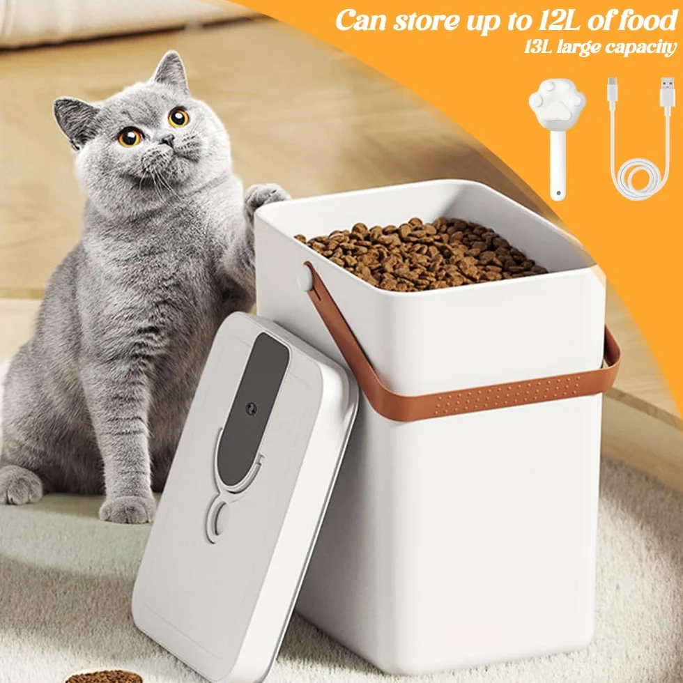 NIERBO Contenitore per alimenti per animali domestici, 13 l, sigillato sottovuoto, ermetico con pala, per gatti e cani