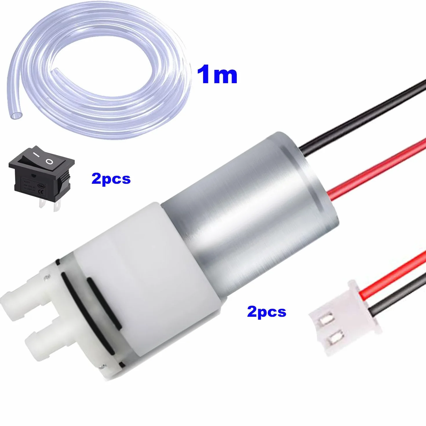 RUNCCI-YUN 2 pezzi DC 12V Mini Elettrica autoadescante Pompa Acqua a Membrana per tè macchina per acquario Aquarium, Fish Tank Fountain（Con terminali precablati）