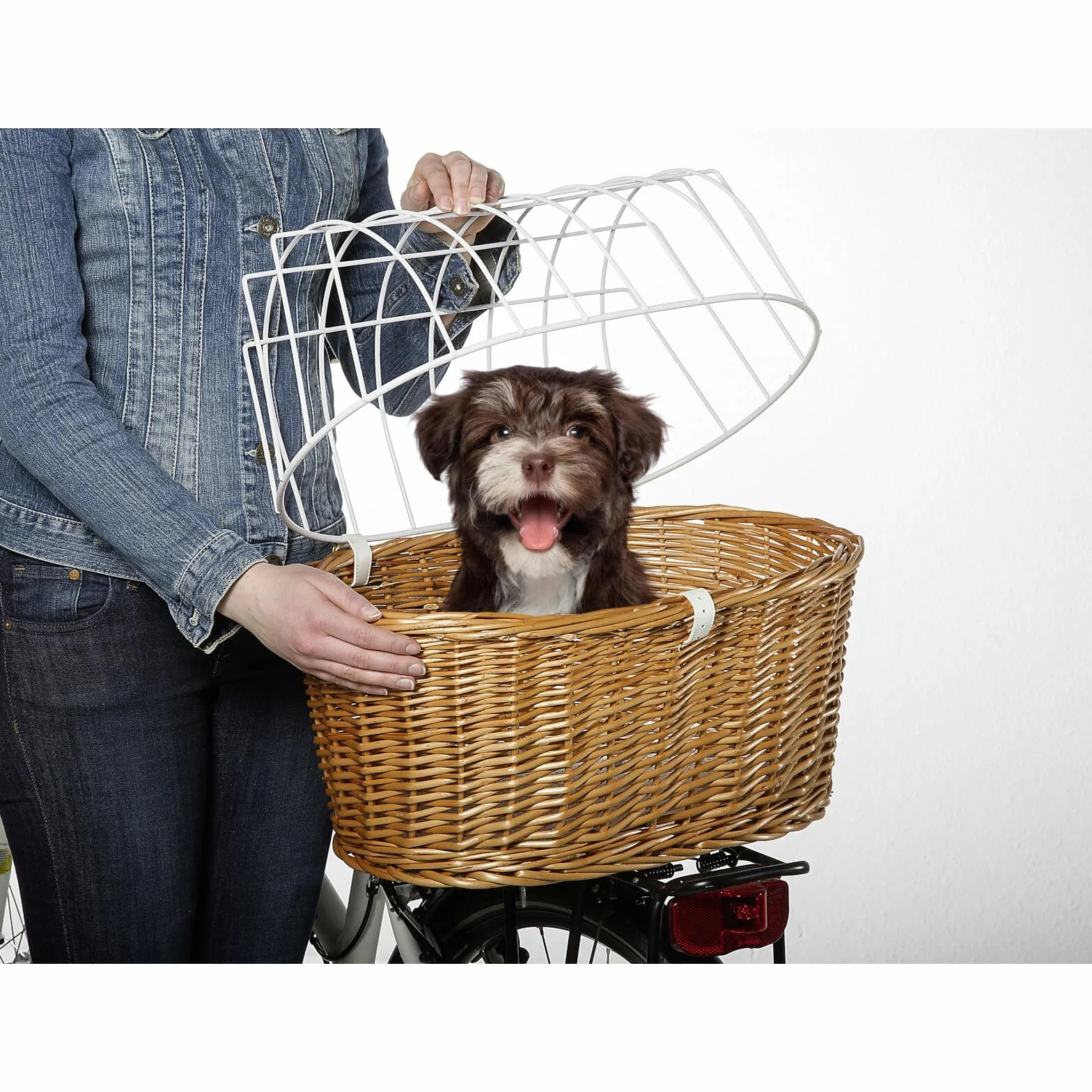 Aumüller Cestino per animali da bicicletta con supporto, lunghezza 52 cm + copertura protettiva – montaggio portapacchi