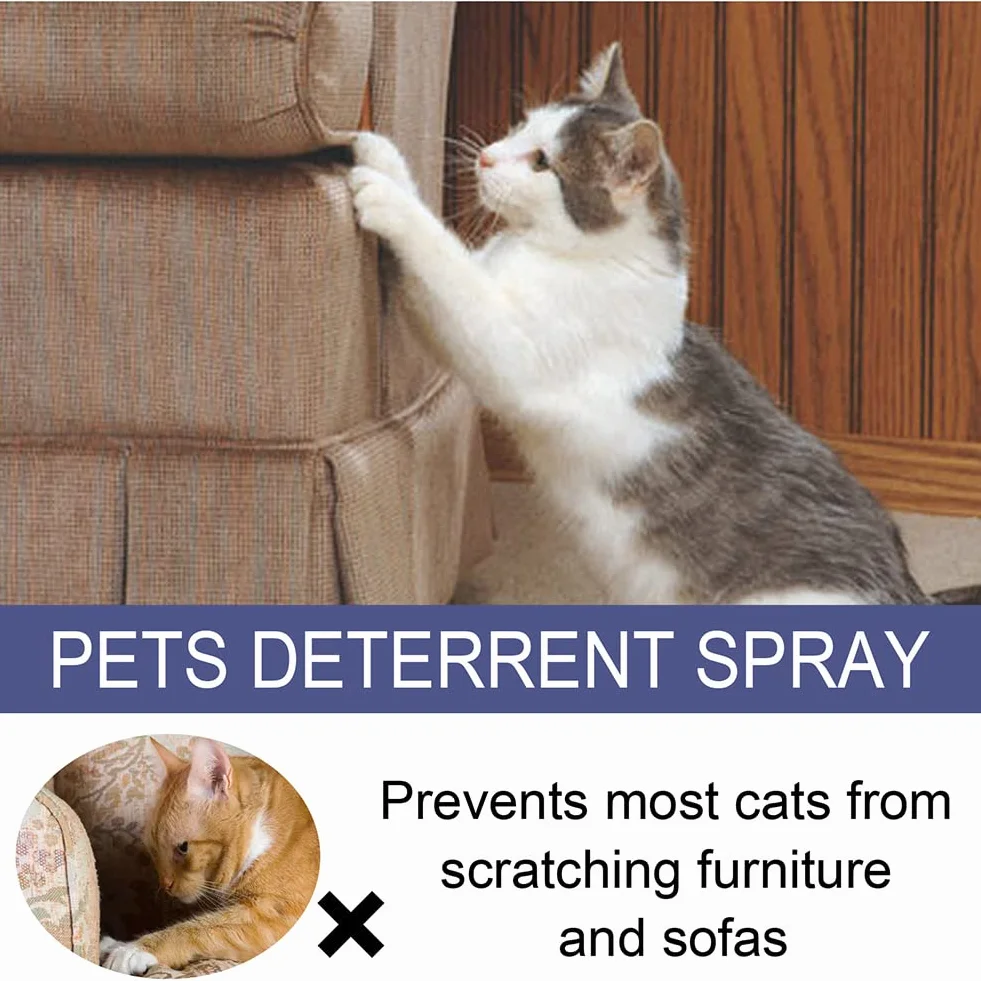 Spray AntiGraffio,Spray AntiGraffio Gatto,Spray AntiGraffio Gatti Divano,Protegge i Mobili,Spray Addestrativo per Allenare Il Comportamento degli Animali Domestici,50 ML
