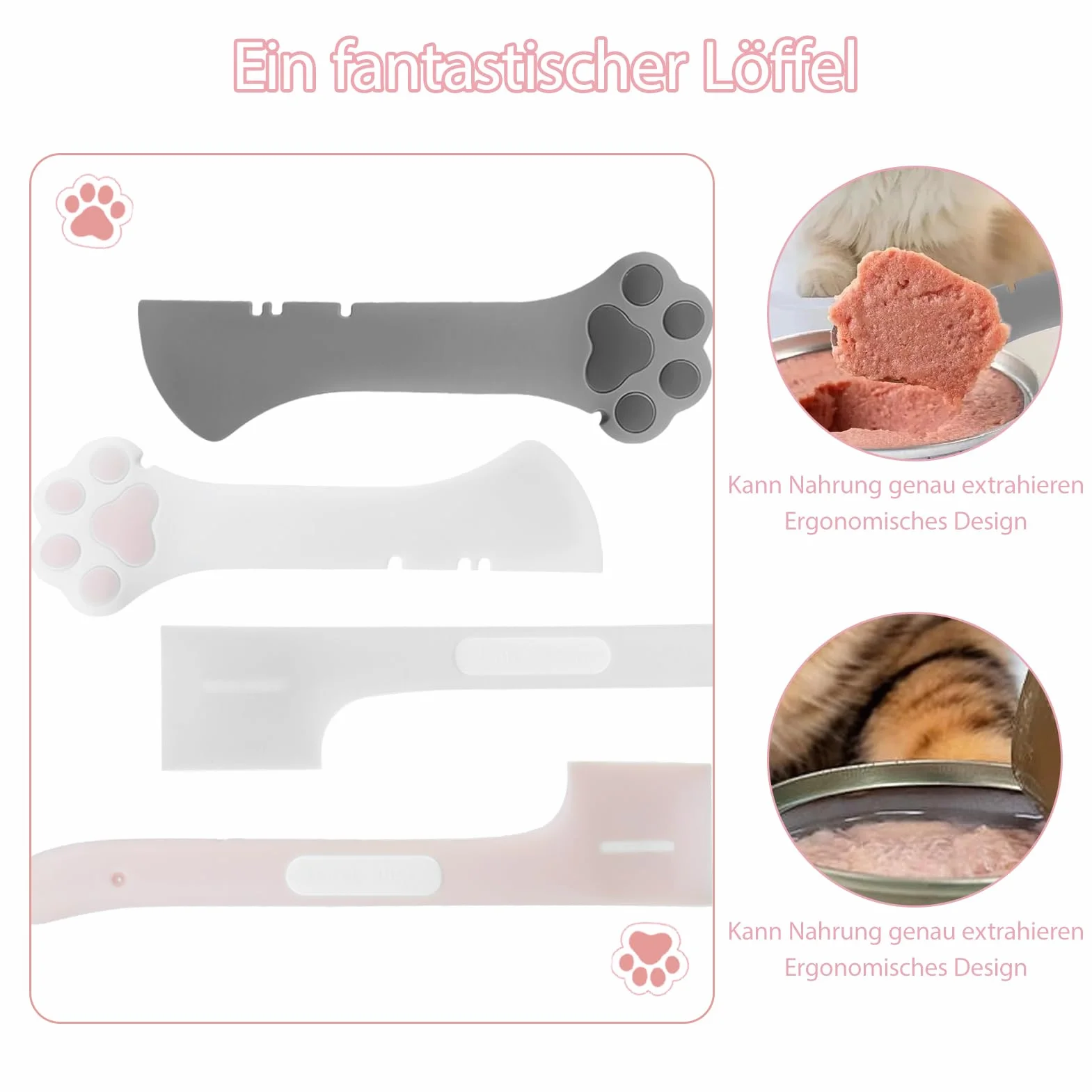 REBECCAHOWARD 6 Pezzi Simpatici Cucchiai a forma zampa con coperchio e apriscatole,Coperchio l'alimentazione degli in silicone, Multifunzionale e senza BPA Cucchiaio Apriscatole,per Animali