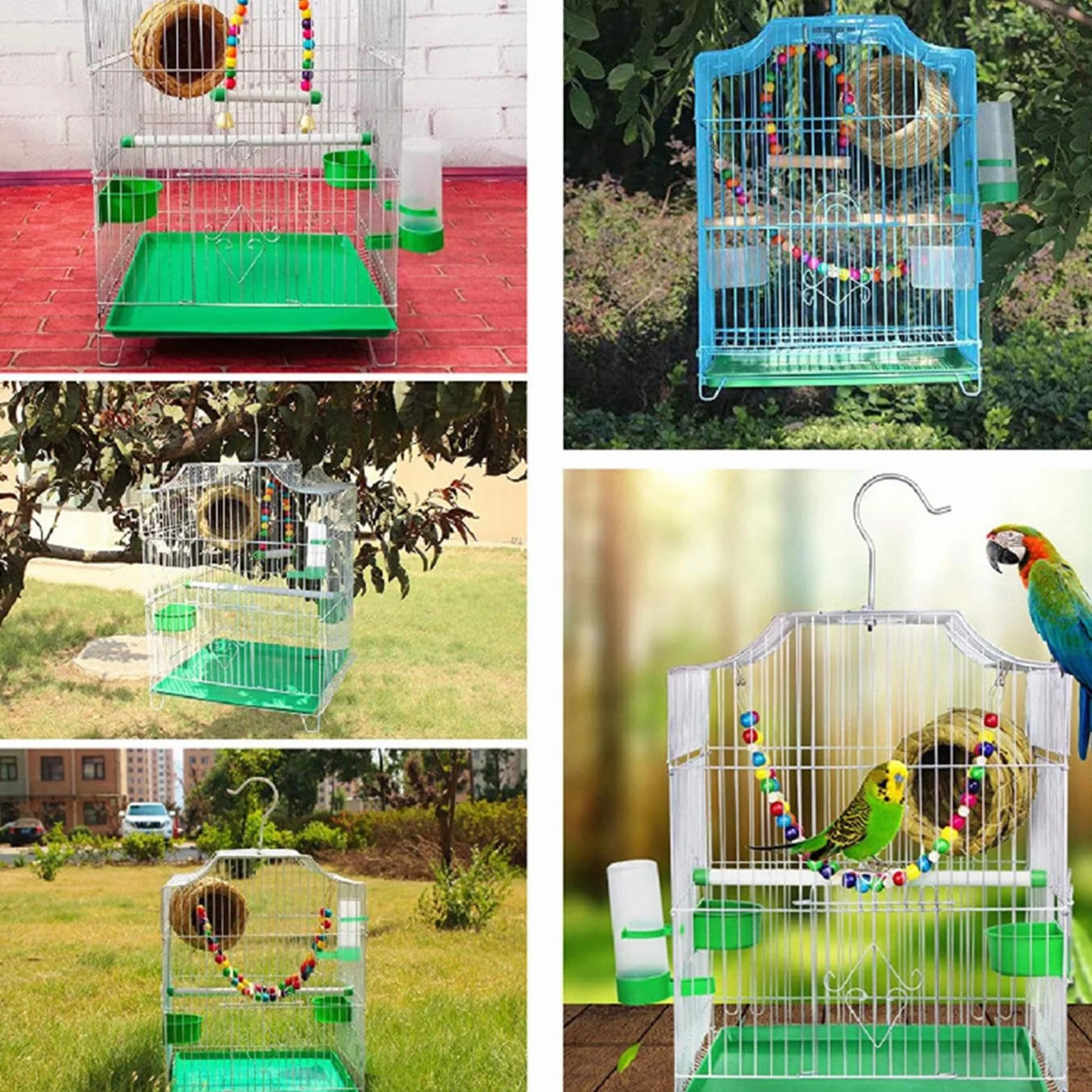 Keptfeet Distributore Automatico di Acqua,Distributore d'Acqua per Uccelli per Gabbia - Contenitore per abbeveratoio, Gabbia per Uccelli con distributore d'Acqua per pappagalli Budgie Cockatiel