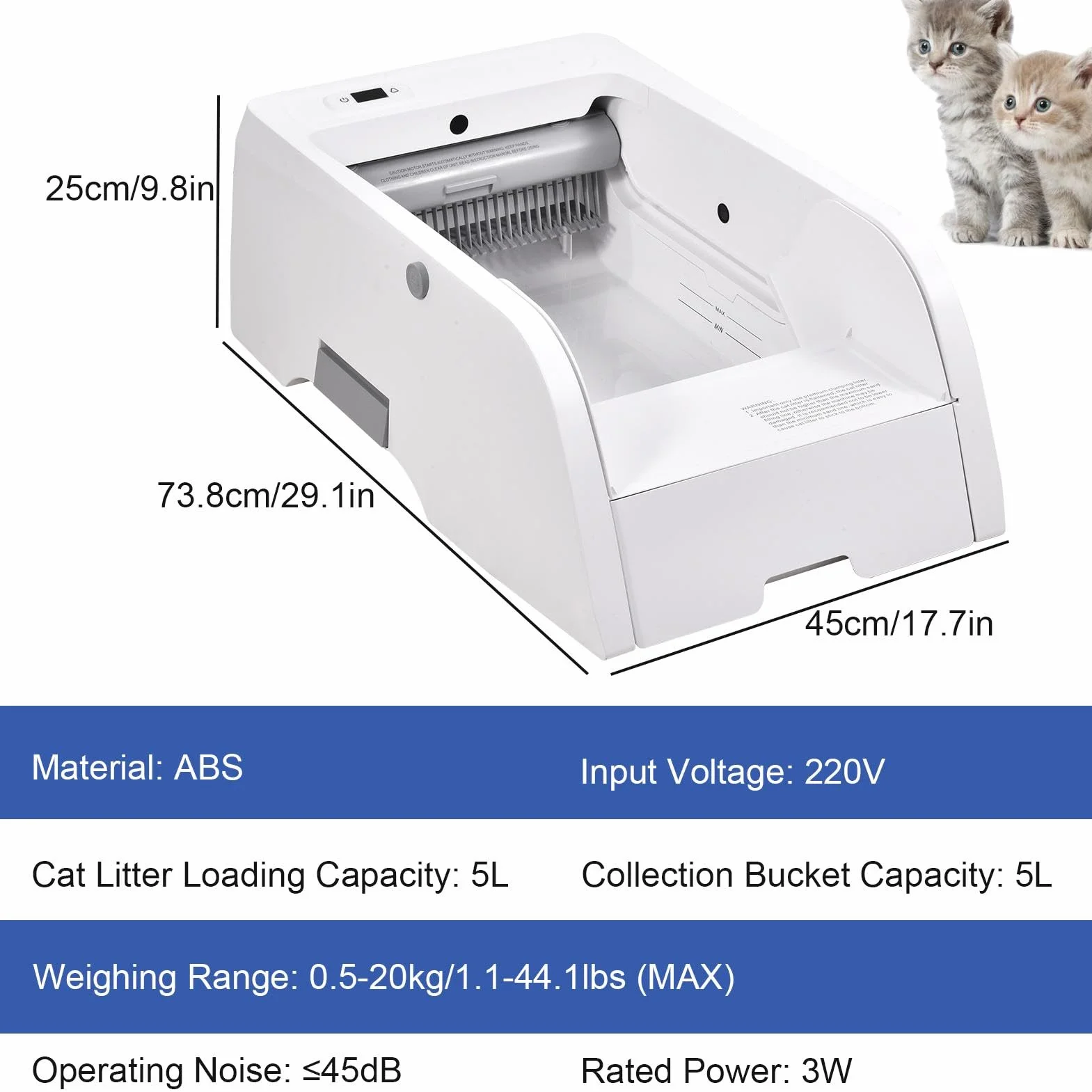 Toilette Automatica per Gatti con Lettiera Aperta - Vassoio Igienico di Grande Capacità per il Controllo degli Odori