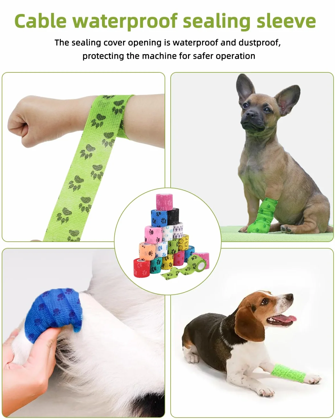 16PCS Pet Bendaggio Coesivo Benda Elastica Autoadesiva per Animal,Colore Benda Elastica,Caviglia Animali Domestici/Atleta/Ferito,Non Tessuto Bendaggio Fasciatura,Coesive Bendaggio Elastico Mani