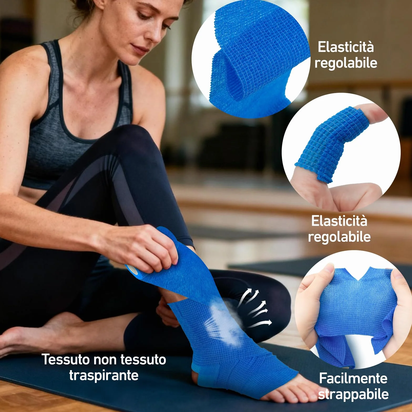 Benda Elastica Autoadesiva, Benda Elastica Coesiva 10cm x 4,5m, Traspirante e Multicolore, per Sport e Animali (12PCS)