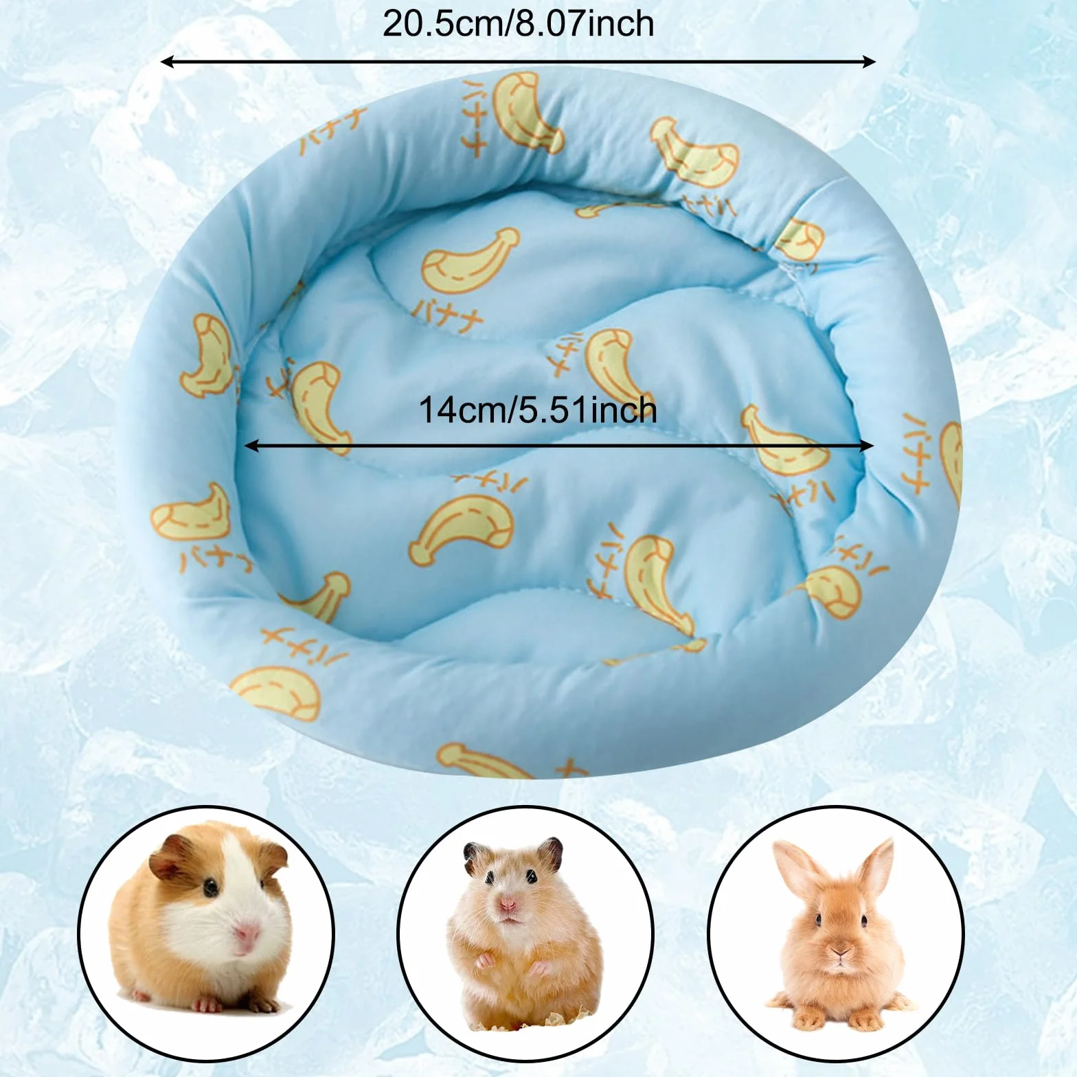 Tappetino Refrigerante per Piccoli Animali, Tappetino Refrigerante per Coniglio, 20.5cm Cuscino Rotondo per Letto, Estate Ghiaccio Seta Letto per Dormire per Criceti Porcellini d'India Conigli