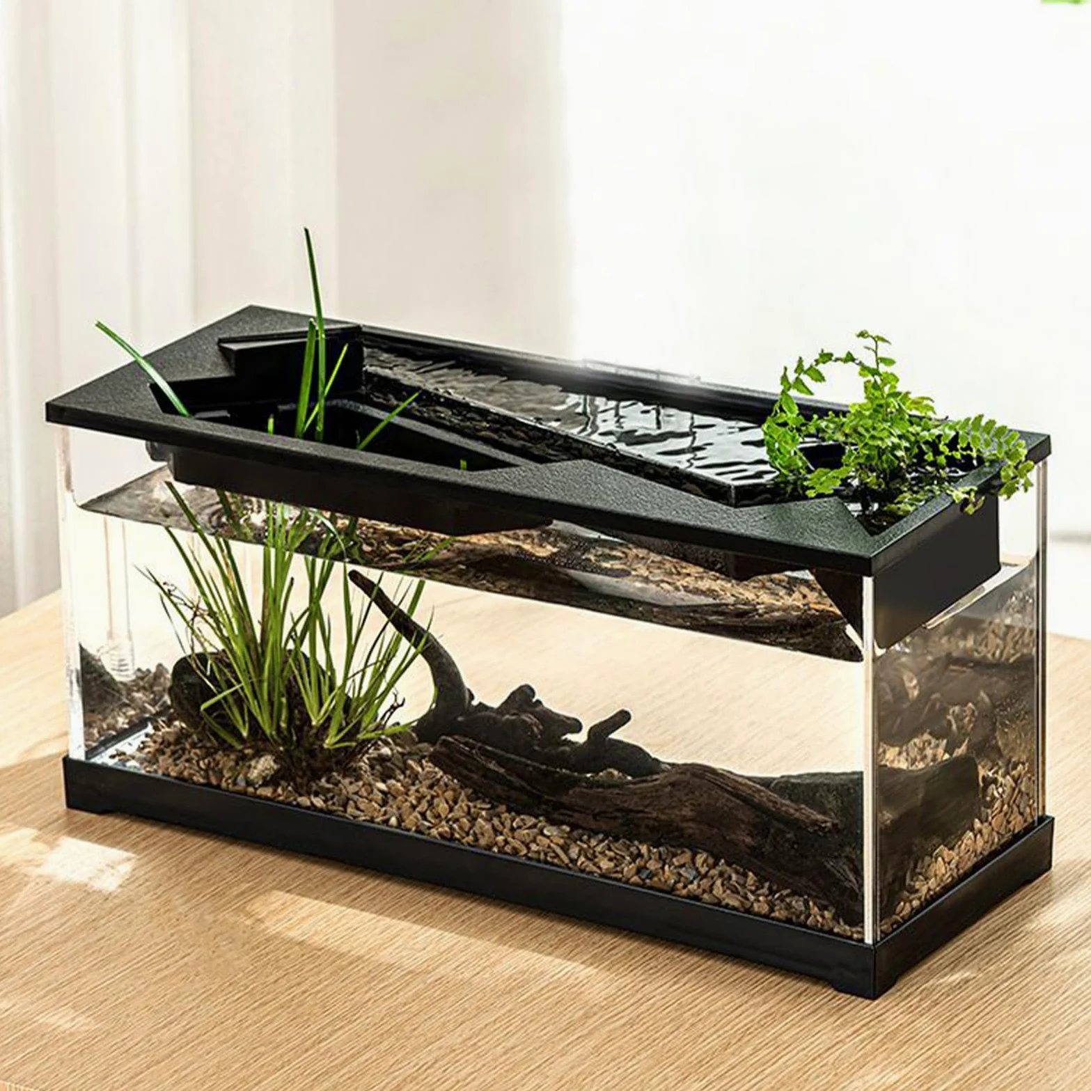 Acquario a tavola del pesce, Acquario da tavolo acrilico trasparente con filtro | Kit di avviamento del serbatoio di pesce con pompa 'aria per tavolo, soggiorno, studio, a casa