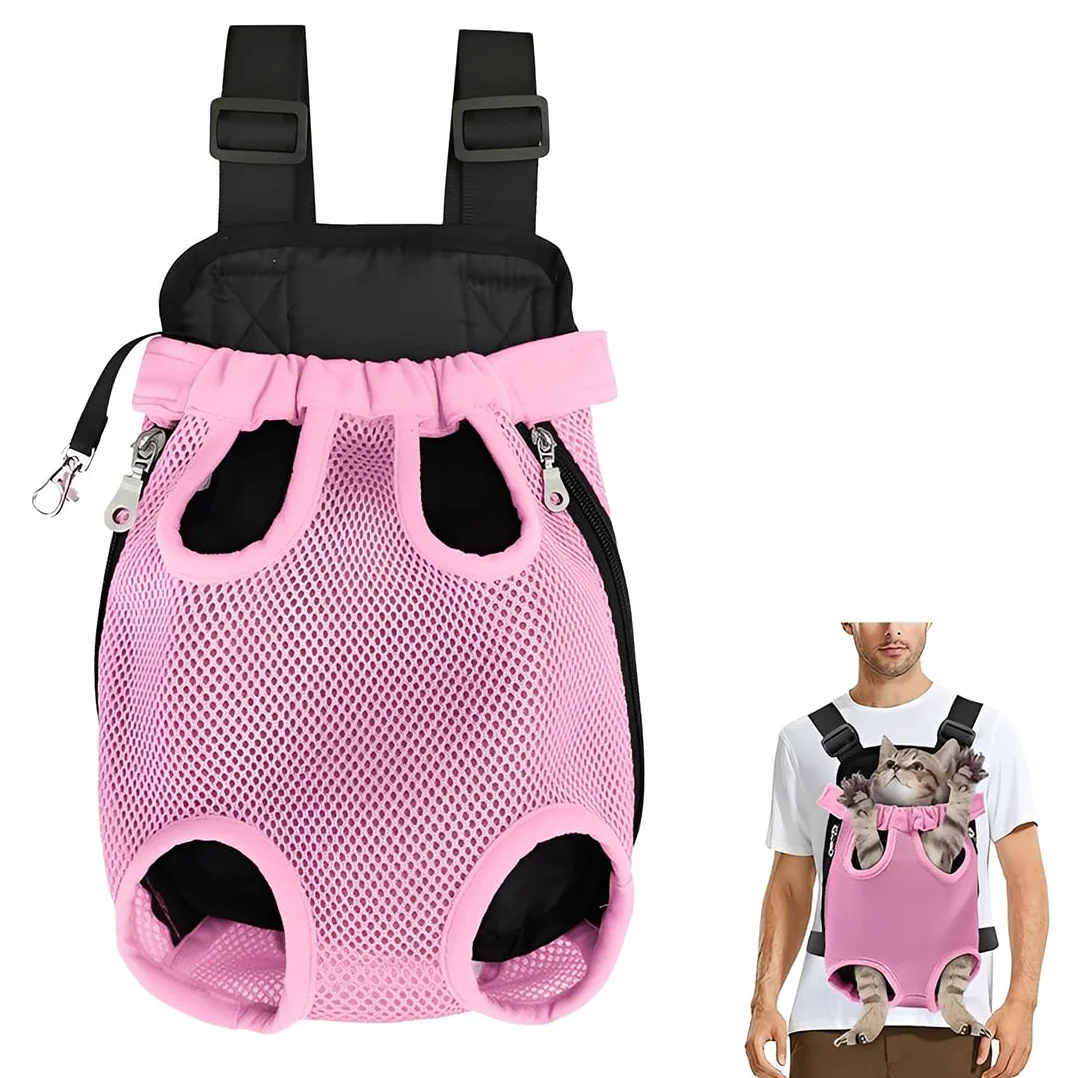 Borsa Viaggio Cane Gatto Traspirante Marsupio Regolabile Zaino Passeggio Gatti Cani Attività All'aperto Rosa