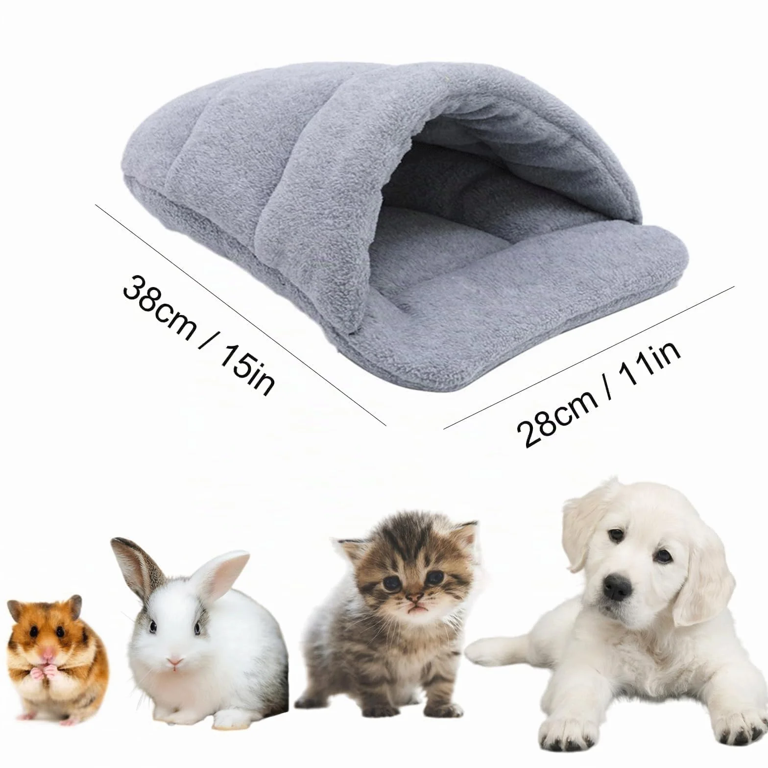 Lettopercriceto, Lettodicriceto, LettodiCricetoCasa, Lettodiporcellino d'India, LettoPerPorcellino d'India, CricetoLettoGrotta, adatto per conigli nani, piccole tane di peluche (Grigio)