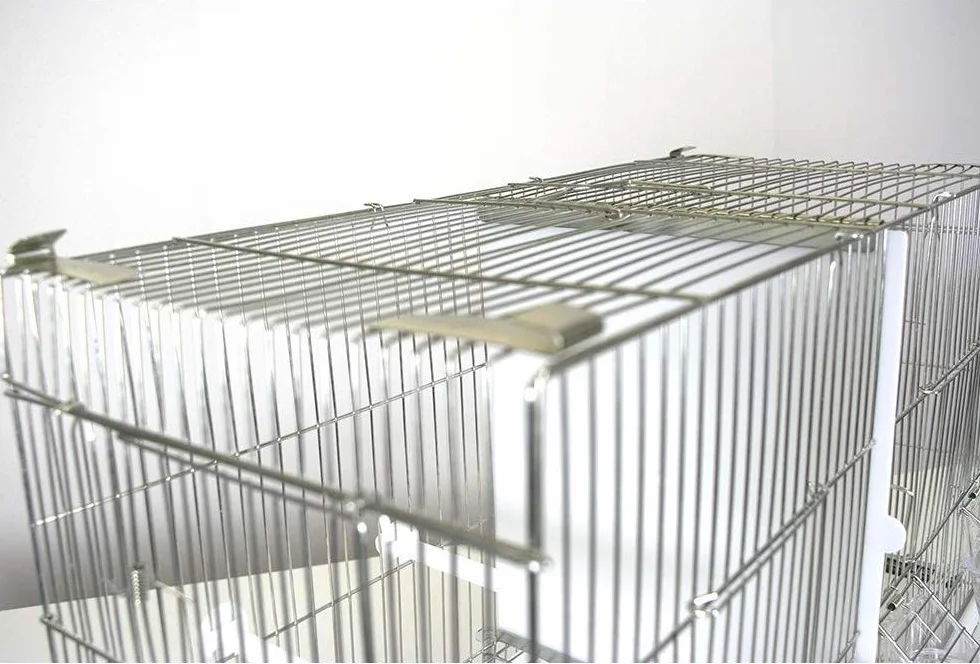 Pet's Solution - Gabbia Cova per Uccelli, Ideale per Allevamento e Predisposizione Modulare Verticale, con Divisori, Griglia e Vassoio Estraibili, Posatoi e Mangiatoie - Zincata