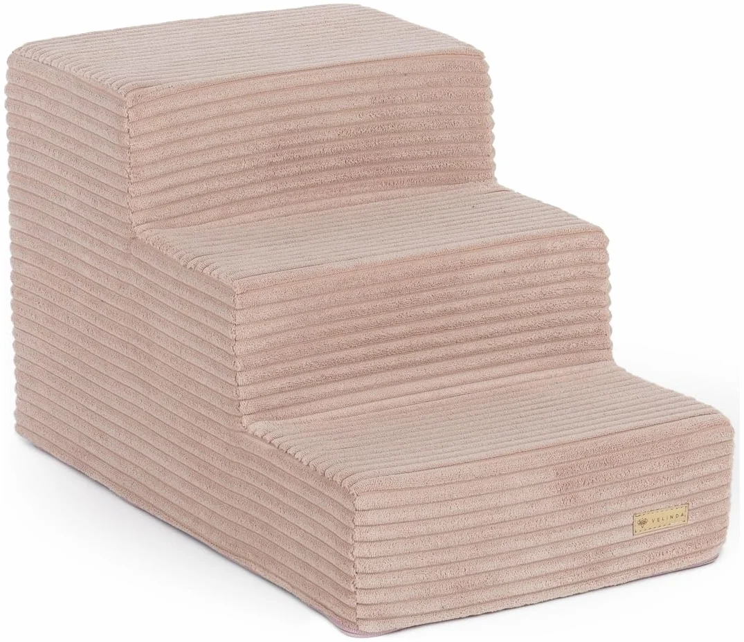 Scaletta Scale 3 gradini per Cane Gatto Animali Domestici Poliuretano Leggera (Colore: Rosa Chiaro (Velluto a Coste))