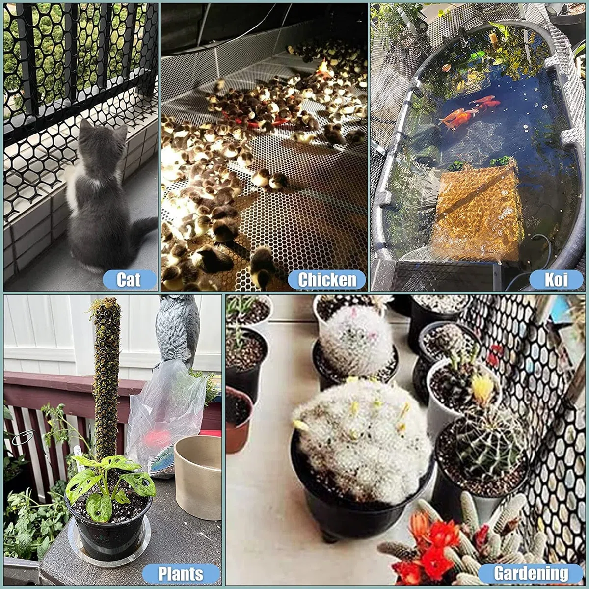 Rete per Recinzione da Giardino e Patio, Rete Metallica in plastica con Fori esagonali, Rete Nera per pollame, Gatti, Cani, Anatre, 1,6/2,6/3,2/3,9/4,9 Piedi di Larghezza