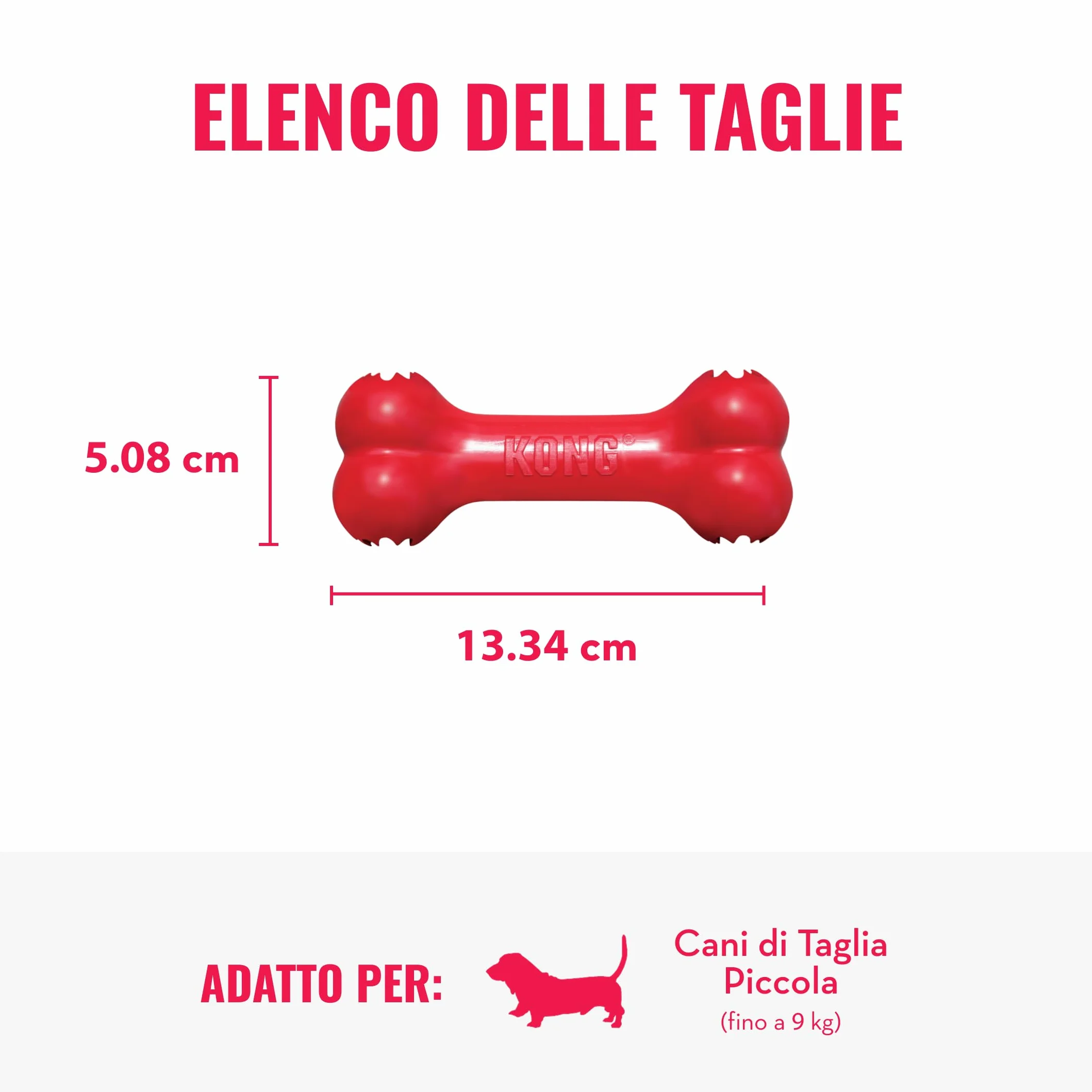 KONG Goodie Bone - Osso Classico In Gomma Naturale - Dispensatore Di Biscotti per Cani - Rosso - Per Cani Piccoli