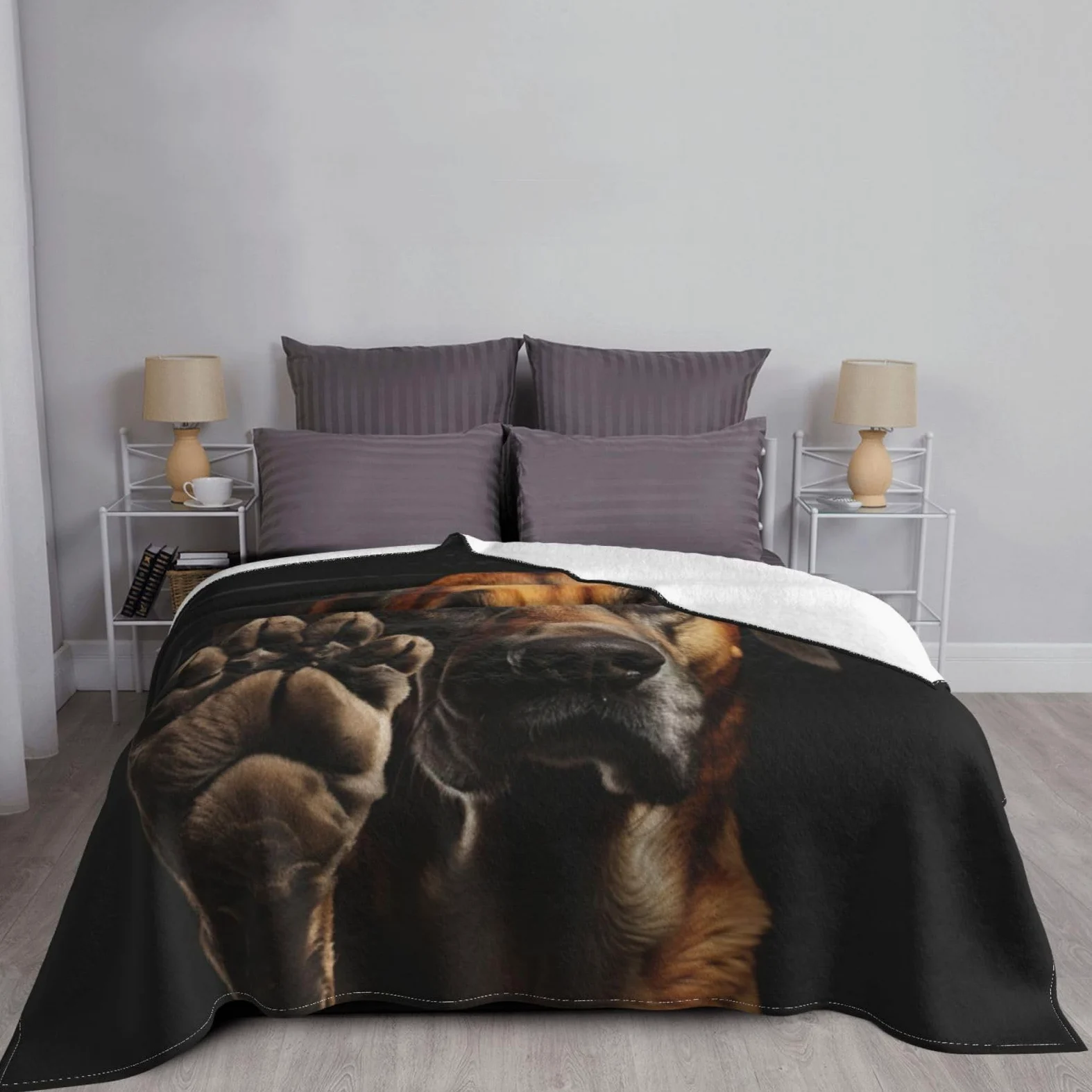 Coperta decorativa in morbida flanella calda e accogliente per bambini, cane, gatto, 127 x 152 cm, stampa di zampe di cane e animali domestici
