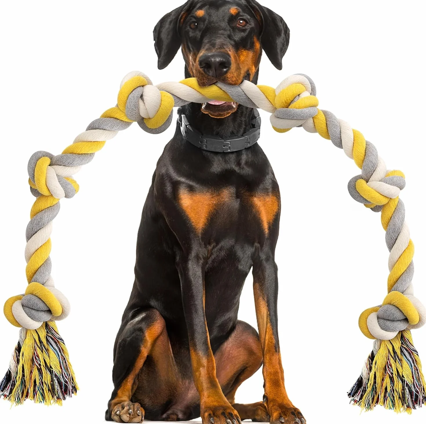 Norvy XXL 6-Nodi Corda per Giochi per Cani Ideale per Grande e Aggressivi Cani 100cm Pesante Resistente Corda Giocattolo Molto Resistente per Cani Giocattolo da Tug per Cuccioli in Cotone