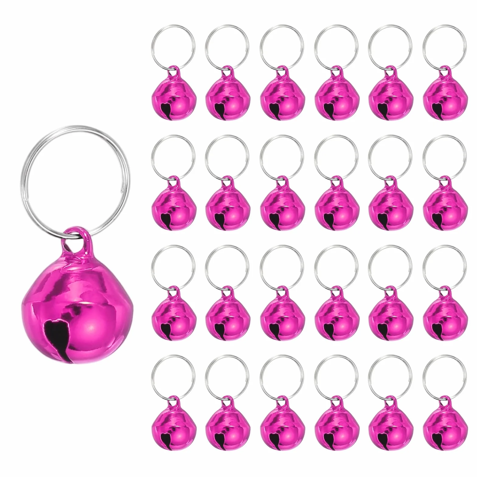 PATIKIL 24 Campanellini Per Cani Mini Campanelli Per Gatti Campanellini Per Collari Di Animali Domestici Portachiavi Adorabili Campanelli Metallici Sonori Per Charm Rosa Fluorescente