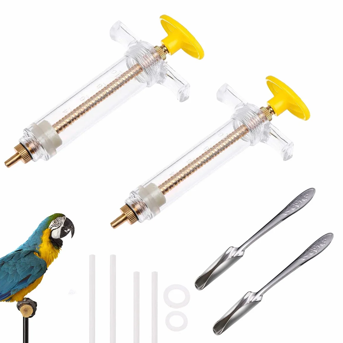 2 pezzi Siringa di Alimentazione Tubi di Alimentazione per Uccellini Siringa di Alimentazione Manuale per Pappagallo Baby Bird Parrot Siringa Manuale per Latte e Medicine per Uccellini Malati