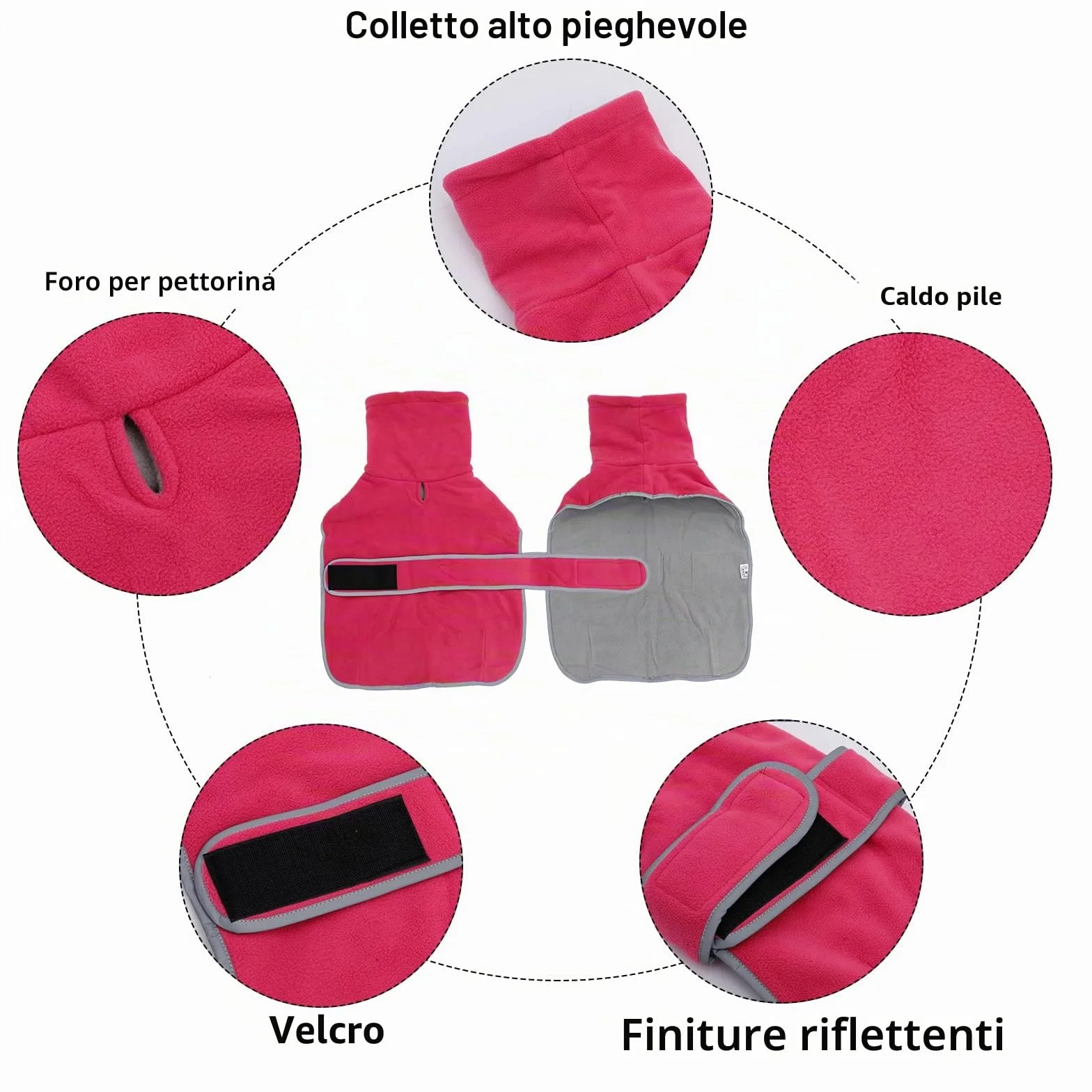Geyecete -Invernale Cappotto per cane bassotti, con fodera in pile caldo, abbigliamento da esterni in pile polare per cani, con Foro per Imbracatura,Giacca per cani piccola y media-Rosa-S
