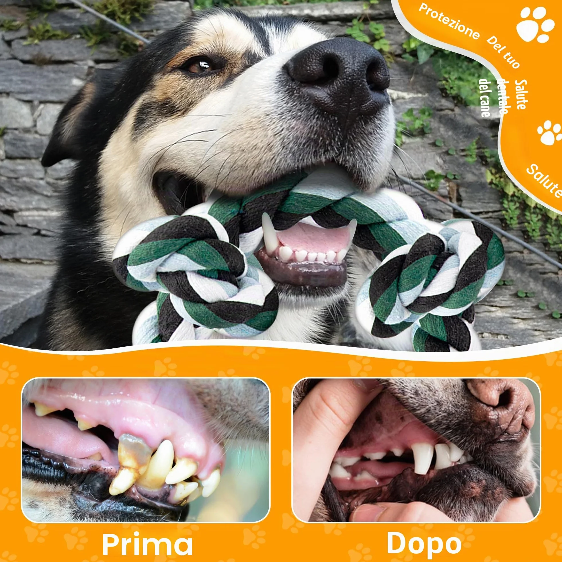 Ycozy XXL Corda Giochi per Cani Resistente 6 Nodi, 100cm Corda Giochi per Cani Grandi, Giocattolo Interattivo Cane