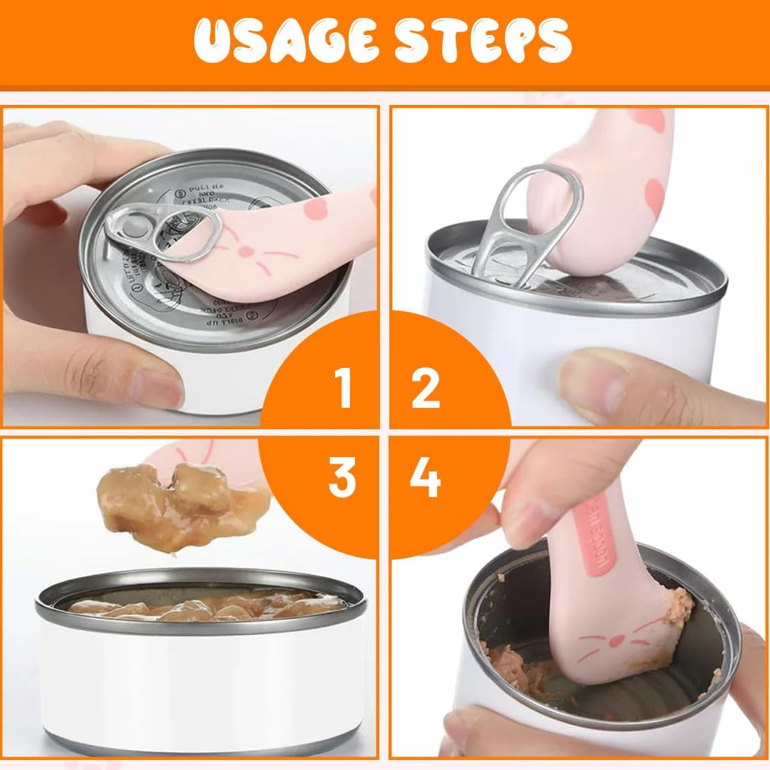 4 Pezzi Cucchiaio Per Cibo Per Gatti 2 Cucchiai Per Mangime Per Gatti + 2 Apriscatole Cucchiai Per Gatti Dispenser Multifunzione Per Snack Liquidi Cucchiai Per Cibo Umido e Purea (4 Colori)