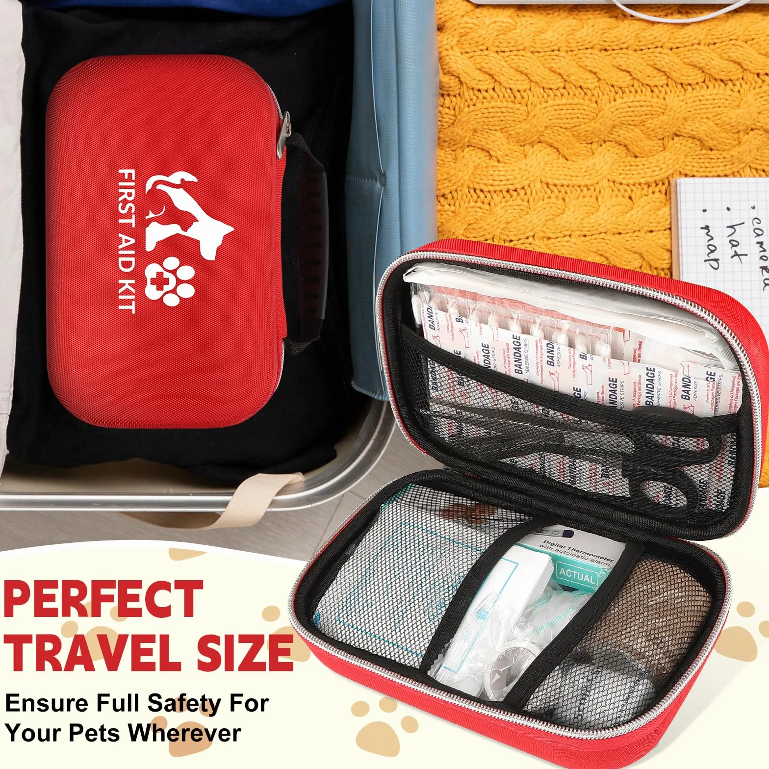 84 pezzi Kit Pronto Soccorso per Cani e Gatti,Kit Pronto Soccorso Cane per Animali Domestici,Compatto e Portatile,Ideale per la Cura Domestica e le Emergenze all'aperto