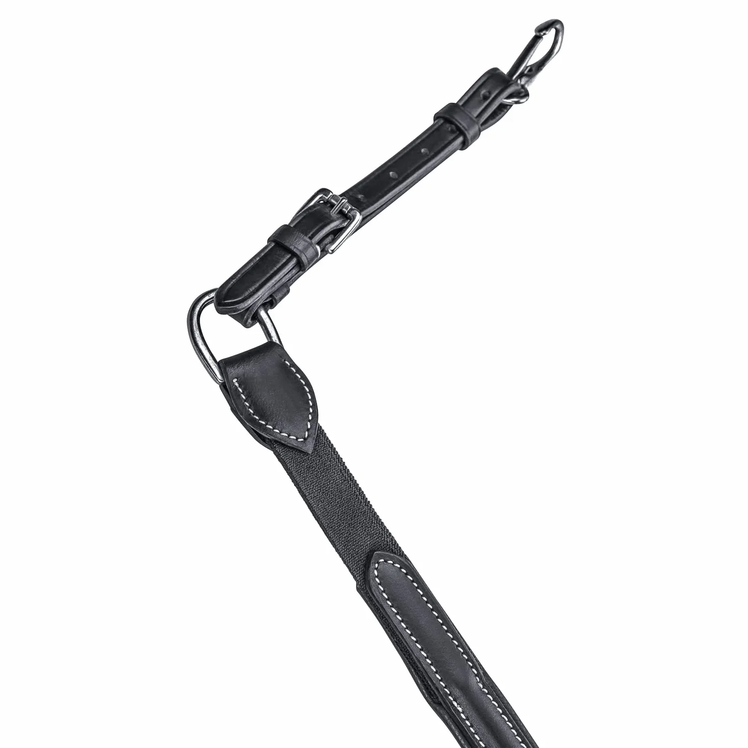 SUNRIDE Pettorale cavallo in pelle con martingala (Windsor) – attacco a 3-punti – forchetta martingala rimovibile – inserti elastici – regolabile (Cob, nero)
