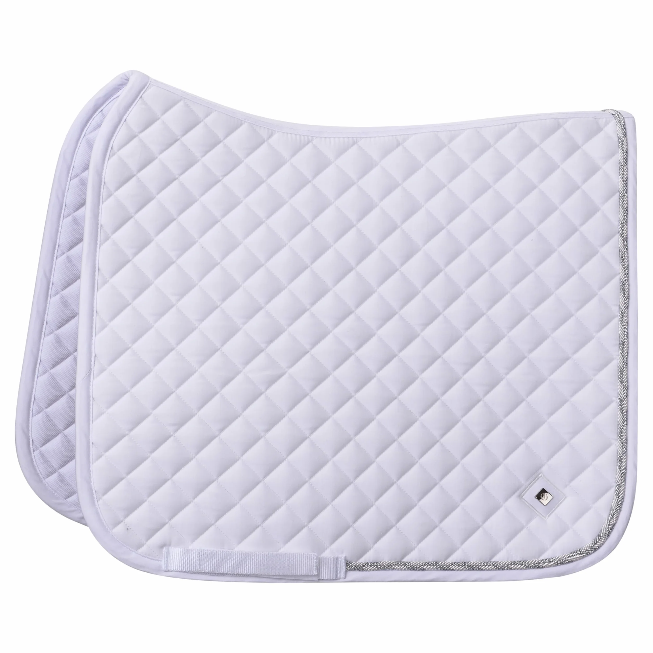 Imperial Riding Mantovana IRH Basic Cotton Dr, sottosella con trapuntatura a Rombi, Bordatura Glitterata e Logo in Metallo, Bianco, Full