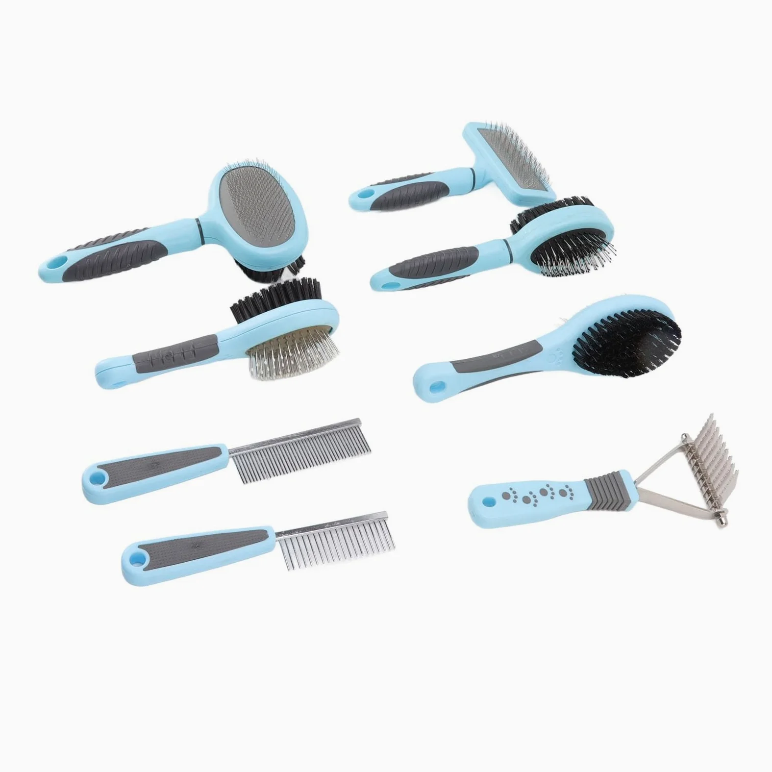 Set di Spazzole per Cani Kit di Deshedding Multifunzione 8 in 1 per Cani e Gatti a Pelo Lungo, Nylon e Acciaio Inossidabile, Include 8 Spazzole