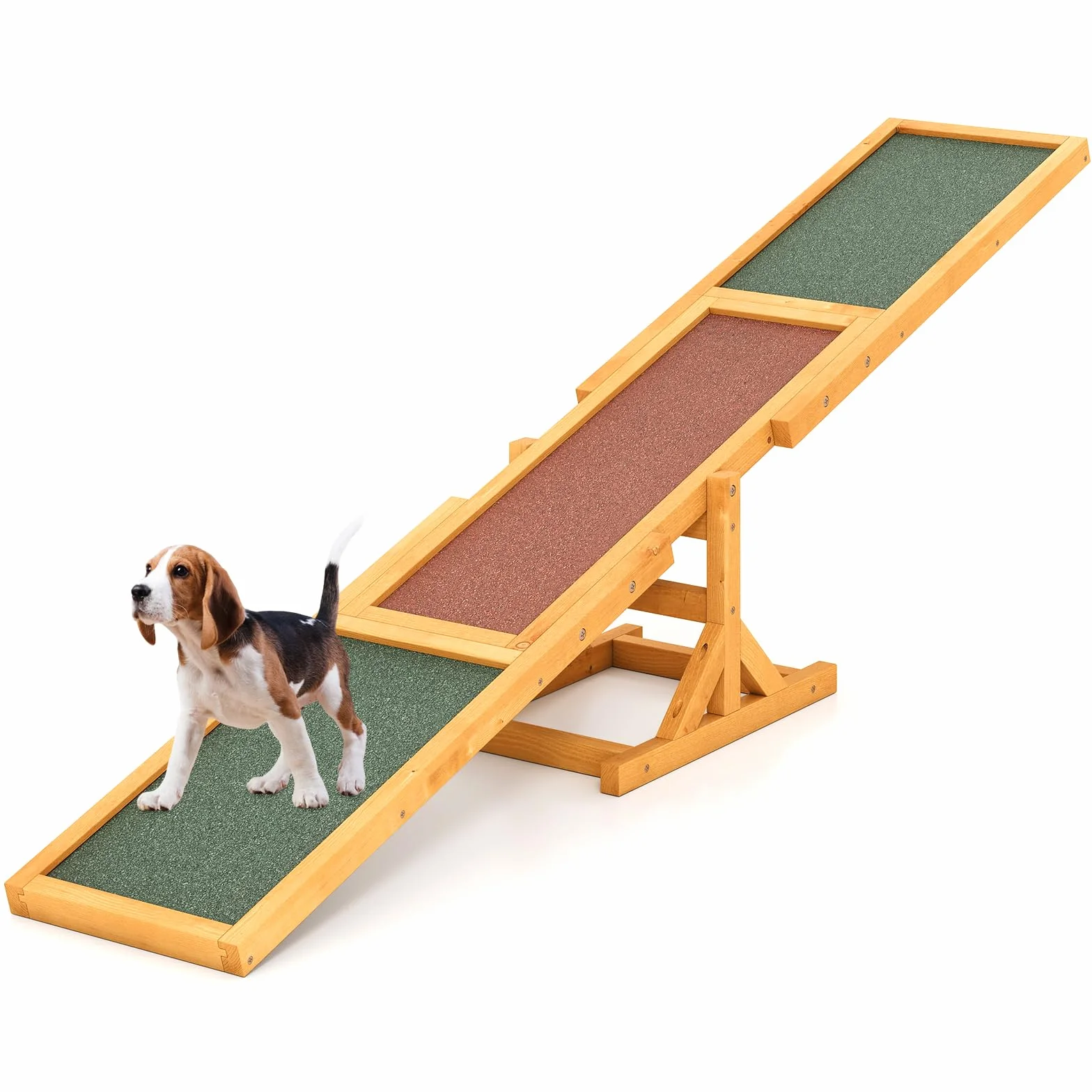 COSTWAY Altalena per Agility Cane, Set Esercizi Giochi Cani, Attrezzatura Allenamento Equilibrio Esterno, Giallo
