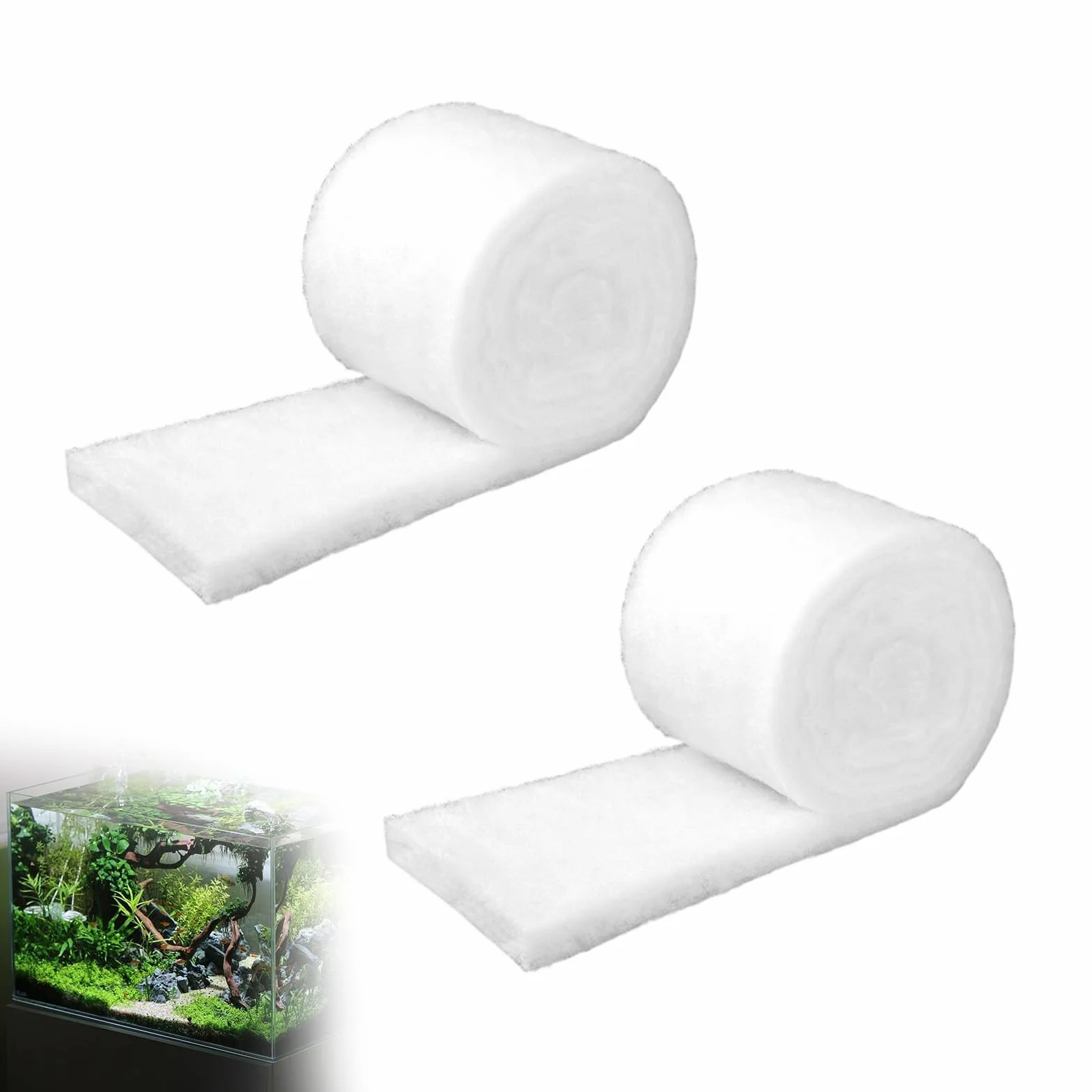 2 pezzi di ovatta filtrante per acquario, 200 x 12 x 3 cm, tessuto non tessuto filtrante per acquario, ispessimento, ad alta densità, filtro ad alta densità, spugna per filtraggio efficace dei