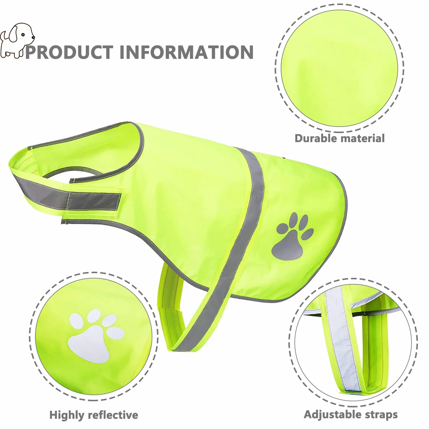 Riflettente Gilet di Sicurezza per Cani, Gilet Catarifrangente Notte ad Alta Visibilità