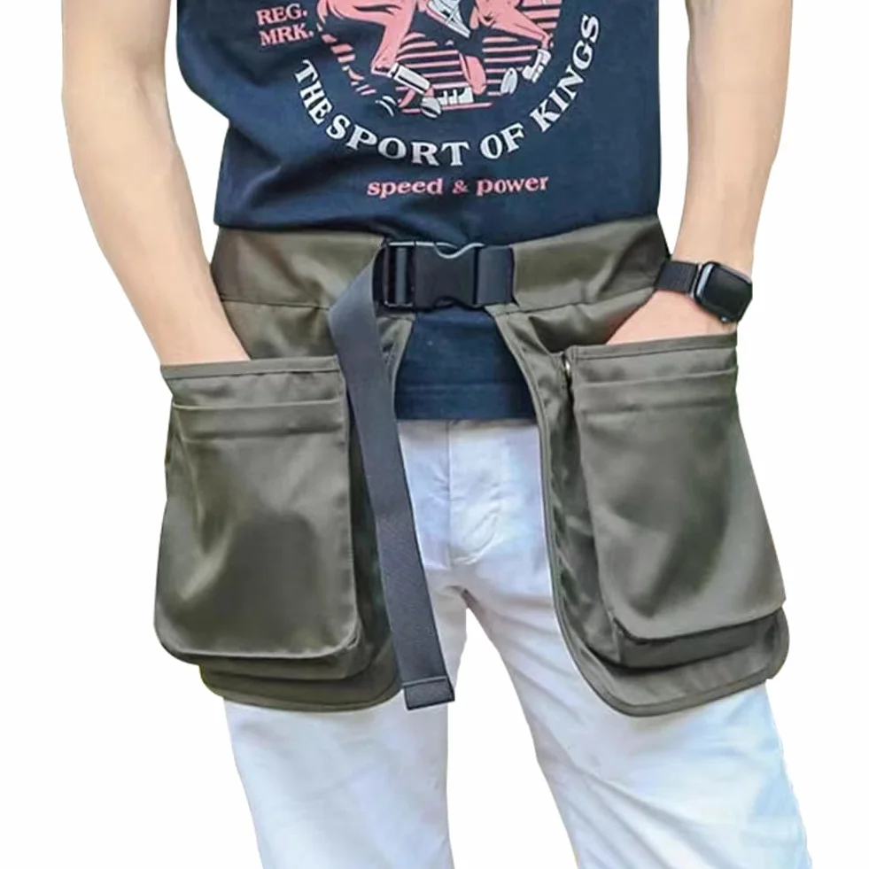 Grembiule da addestramento per cani, con tasche staccabili e cintura regolabile, tasche in vita, per donne e uomini (verde)