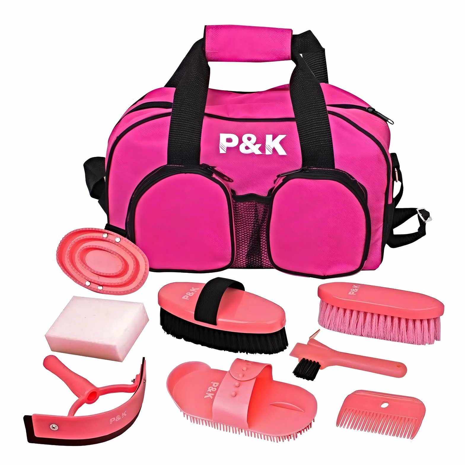 Set di Strumenti Rosa per la Cura del Cavallo