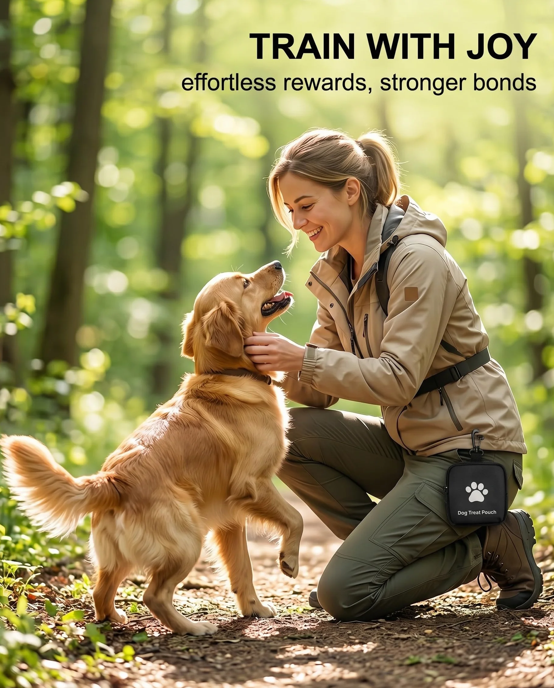 1 sacchetto per snack per cani, sacchetto per snack per cani con chiusura a zip, design con impronta di zampa e portachiavi, borsa per addestramento, per viaggi e attività all'aperto.