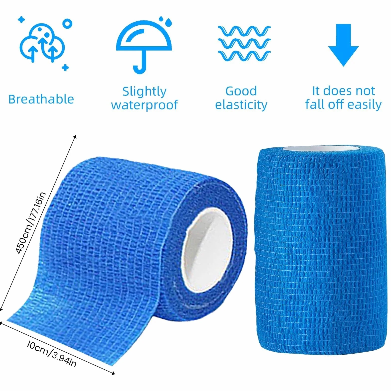 12 Rotoli di Bendaggio Autoadesivo, 10cm x 4,5m Bendaggio Coesivo Bendaggio Elastico Animale Medico Primo Soccorso Dita Caviglia Mani Piedi