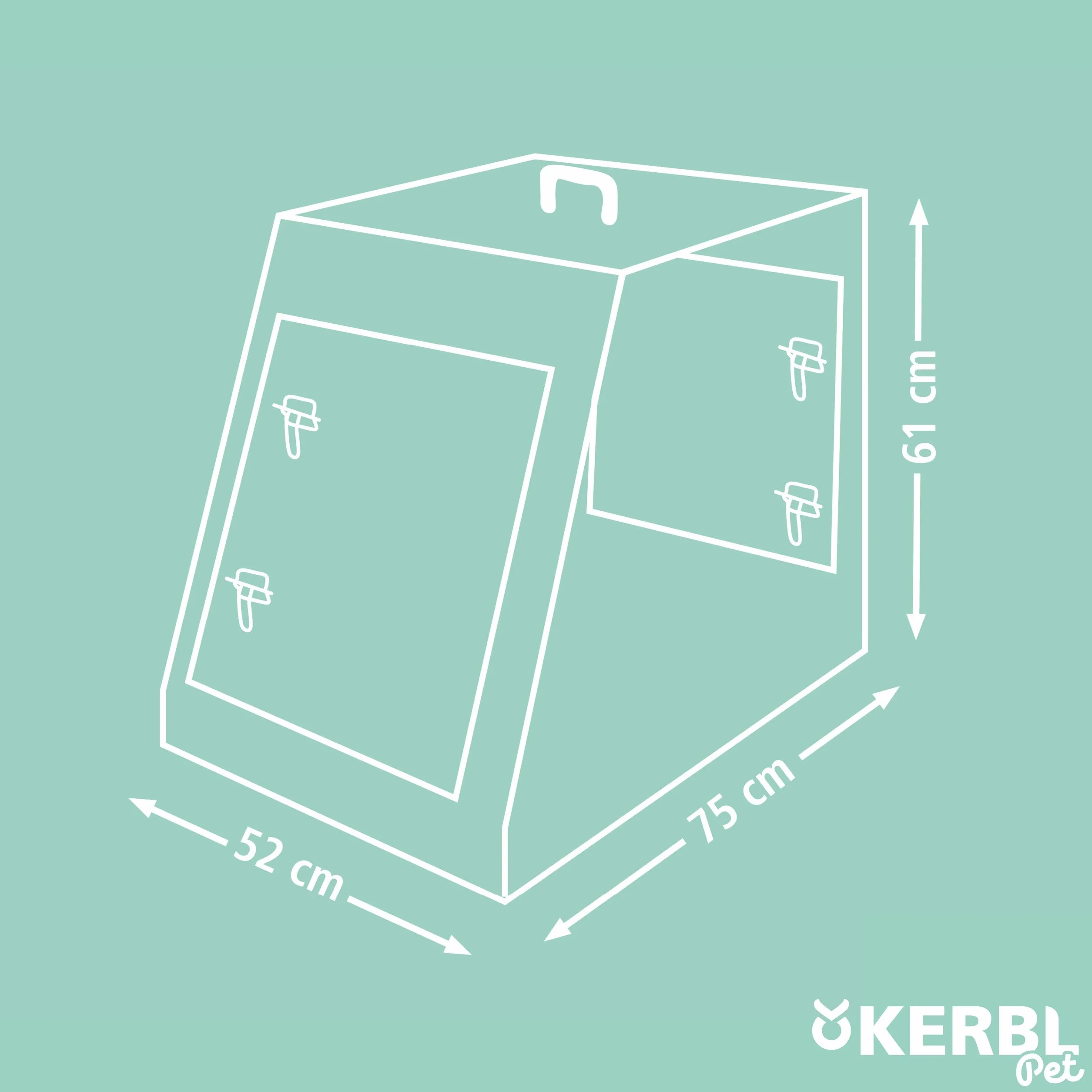 Kerbl Pet Scatola di trasporto in rete metallica, trasportino per cani, nero, 75x52x61 cm, pieghevole, metallo, cani, con due porte, per viaggio o casa