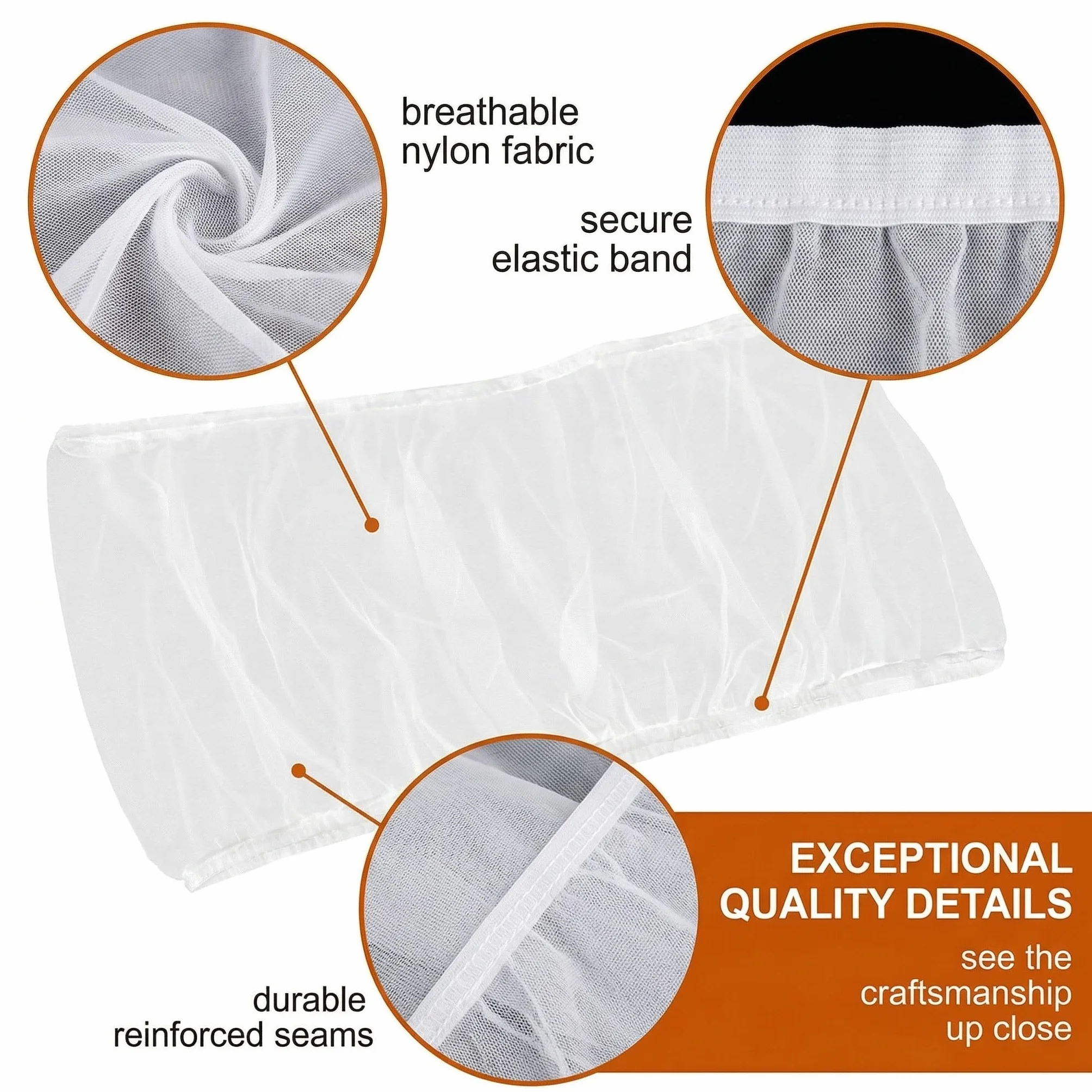 Copertura Gabbia Pappagalli 1 Pezzo Bianco Altezza 20 Cm Circonferenza 80-110 Cm Rete Nylon Ventilata