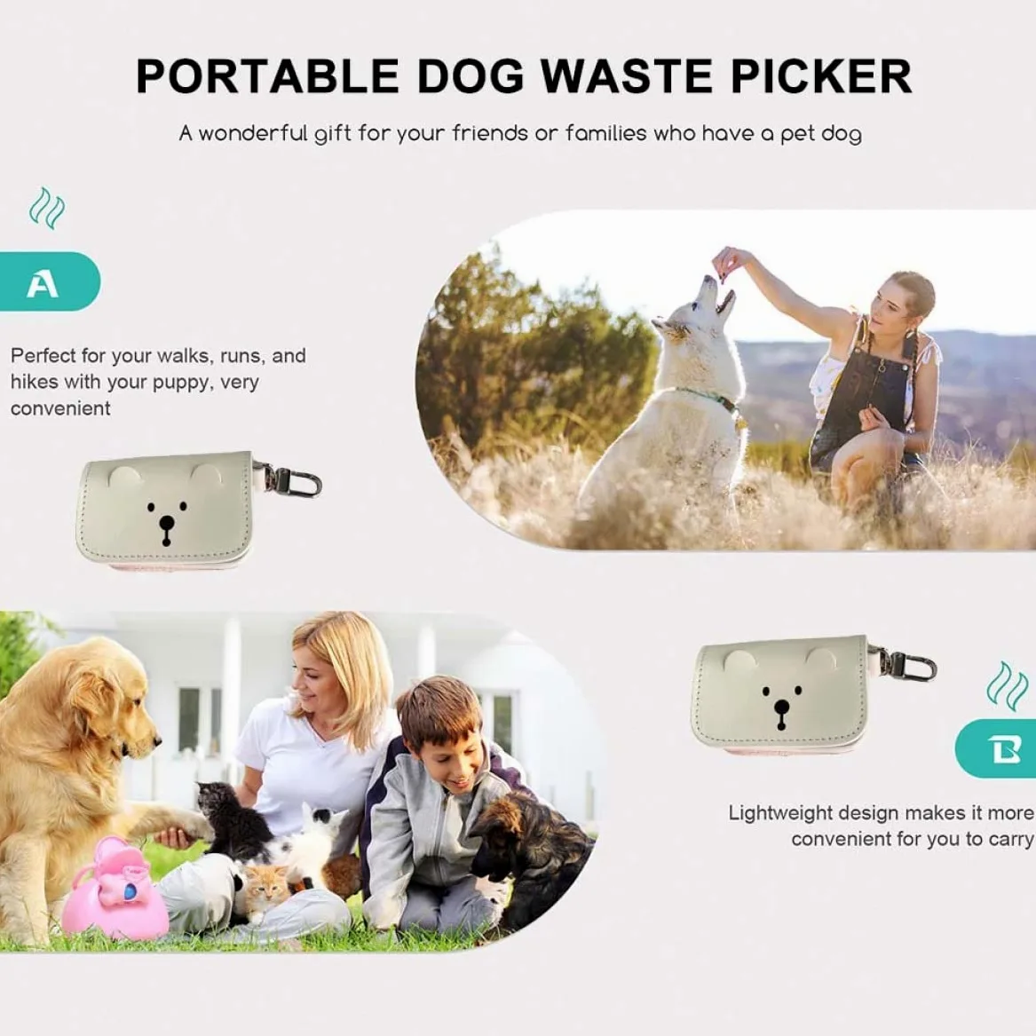 Didiseaon Sacchetto per Escrementi di Cane Robusto Sacchetto per Escrementi di Cane Borsa Portaoggetti Portatile Stile Coreano Orso Uso Duraturo