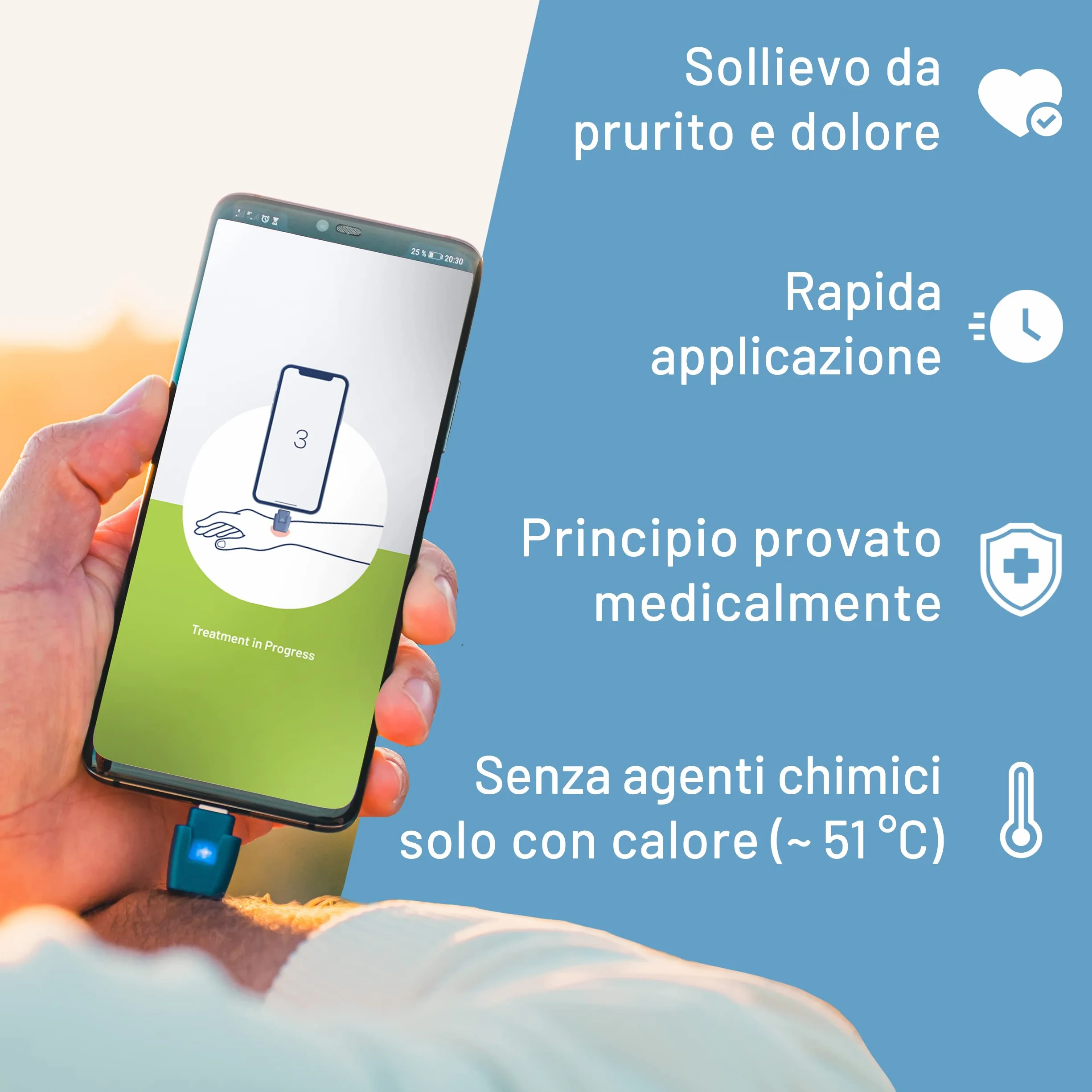 heat it - Cura punture di insetti per il tuo smartphone - Trattamento senza sostanze chimiche di prurito e dolore con calore concentrato - per Android USB-C (non per iPhone 15/16)